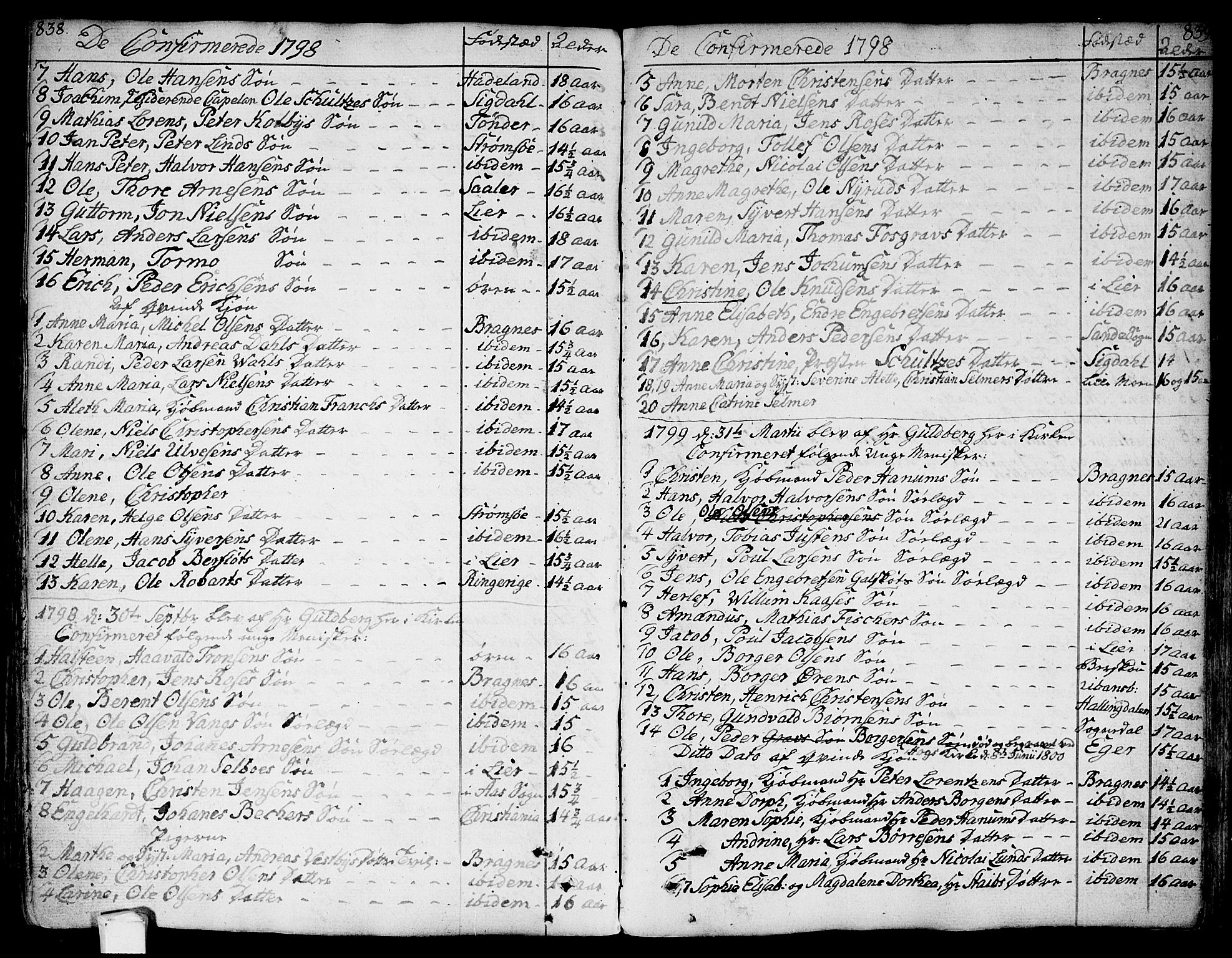Bragernes kirkebøker, SAKO/A-6/F/Fa/L0006a: Parish register (official) no. I 6, 1782-1814, p. 838-839