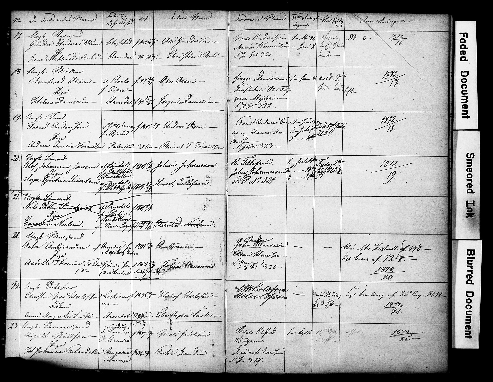 Arendal sokneprestkontor, Trefoldighet, AV/SAK-1111-0040/F/Fe/L0003: Banns register no. A VI 3, 1872-1879