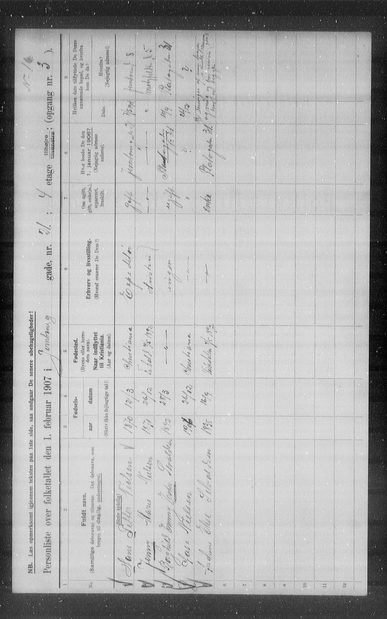 OBA, Municipal Census 1907 for Kristiania, 1907, p. 23891