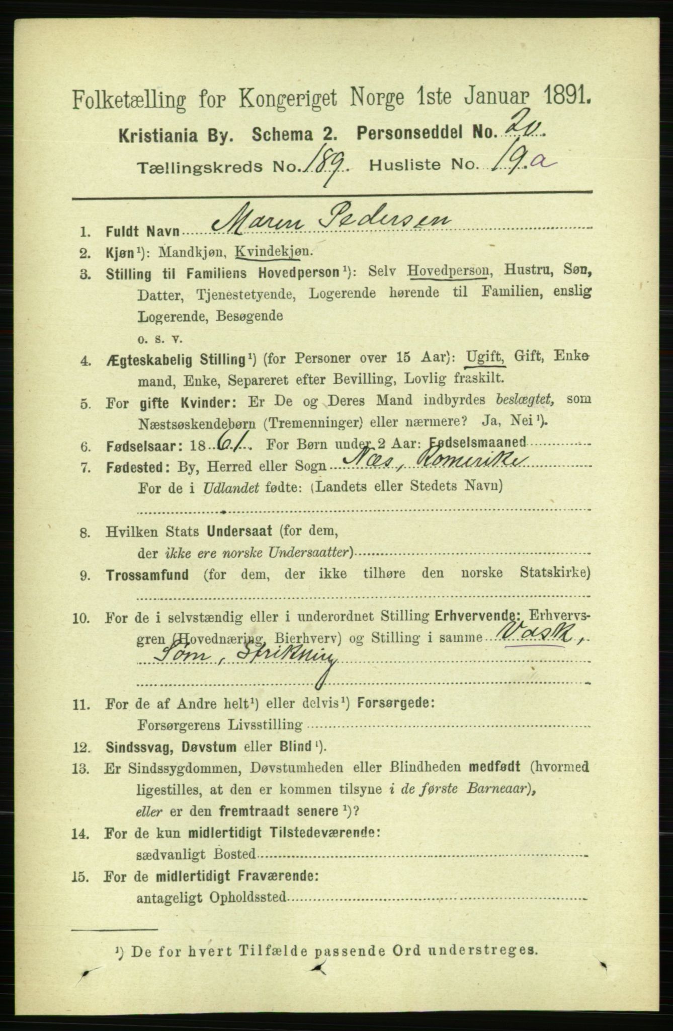 RA, 1891 census for 0301 Kristiania, 1891, p. 113947