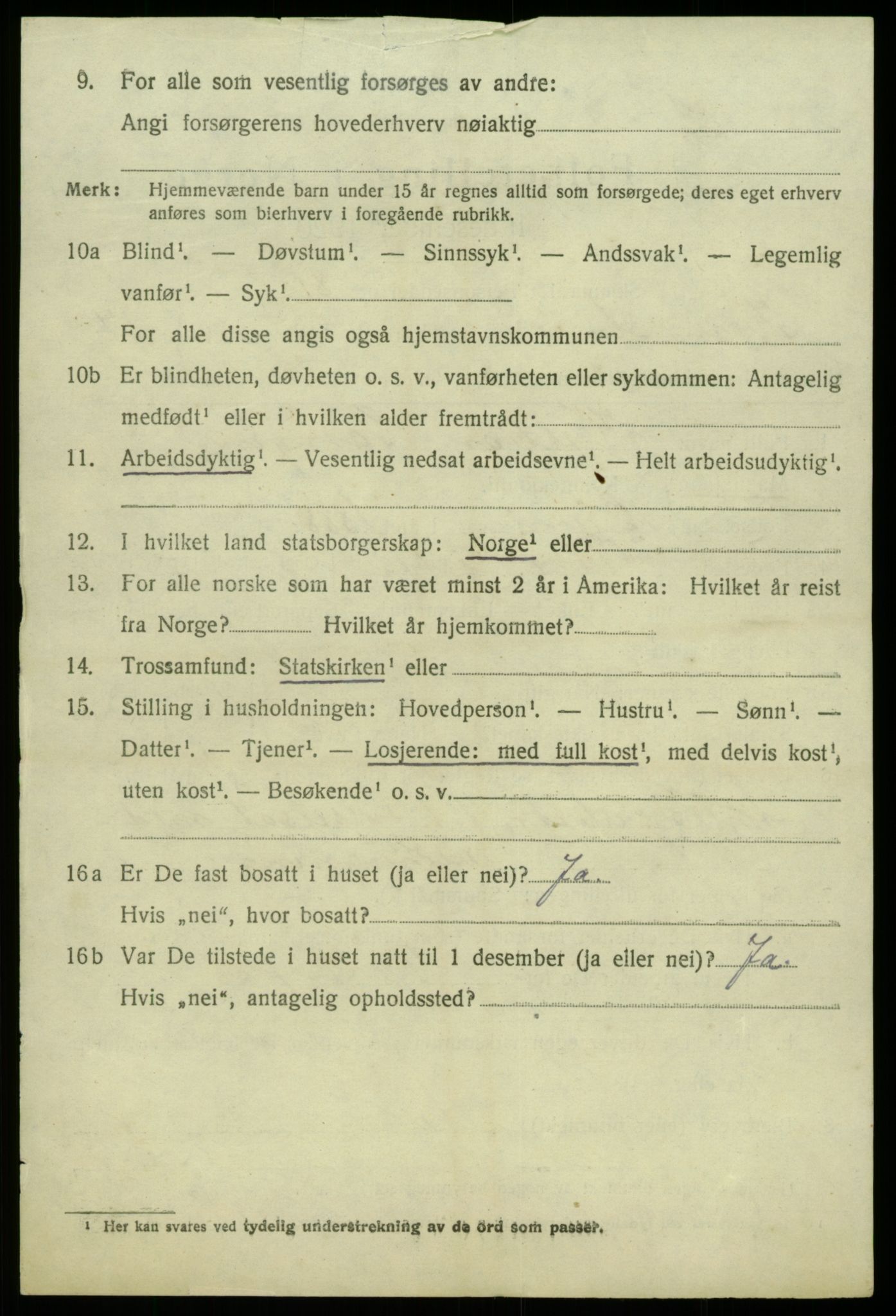 SAB, 1920 census for Kvam, 1920, p. 9864