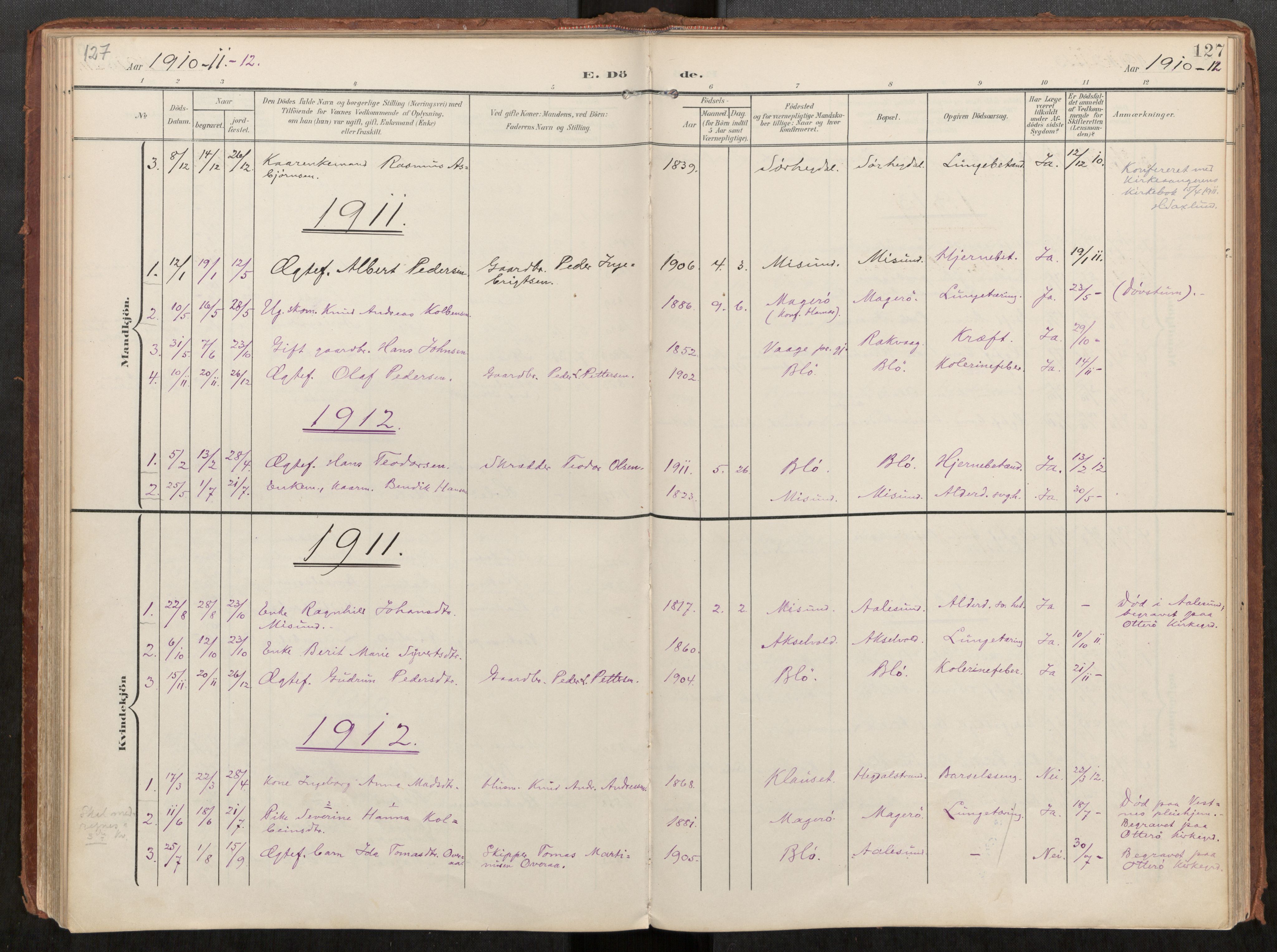 Ministerialprotokoller, klokkerbøker og fødselsregistre - Møre og Romsdal, AV/SAT-A-1454/563/L0740: Parish register (official) no. 563A02, 1903-1923, p. 127