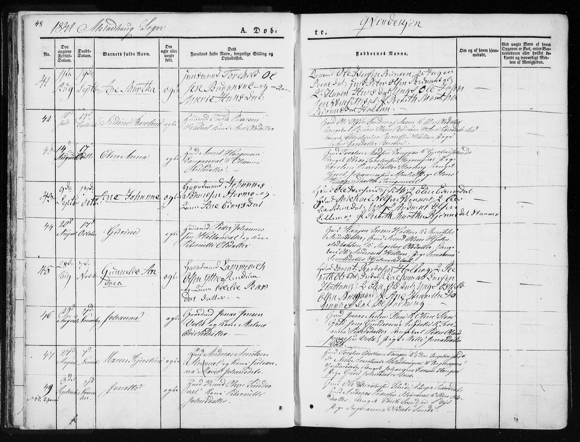 Ministerialprotokoller, klokkerbøker og fødselsregistre - Nord-Trøndelag, SAT/A-1458/717/L0154: Parish register (official) no. 717A06 /1, 1836-1849, p. 48