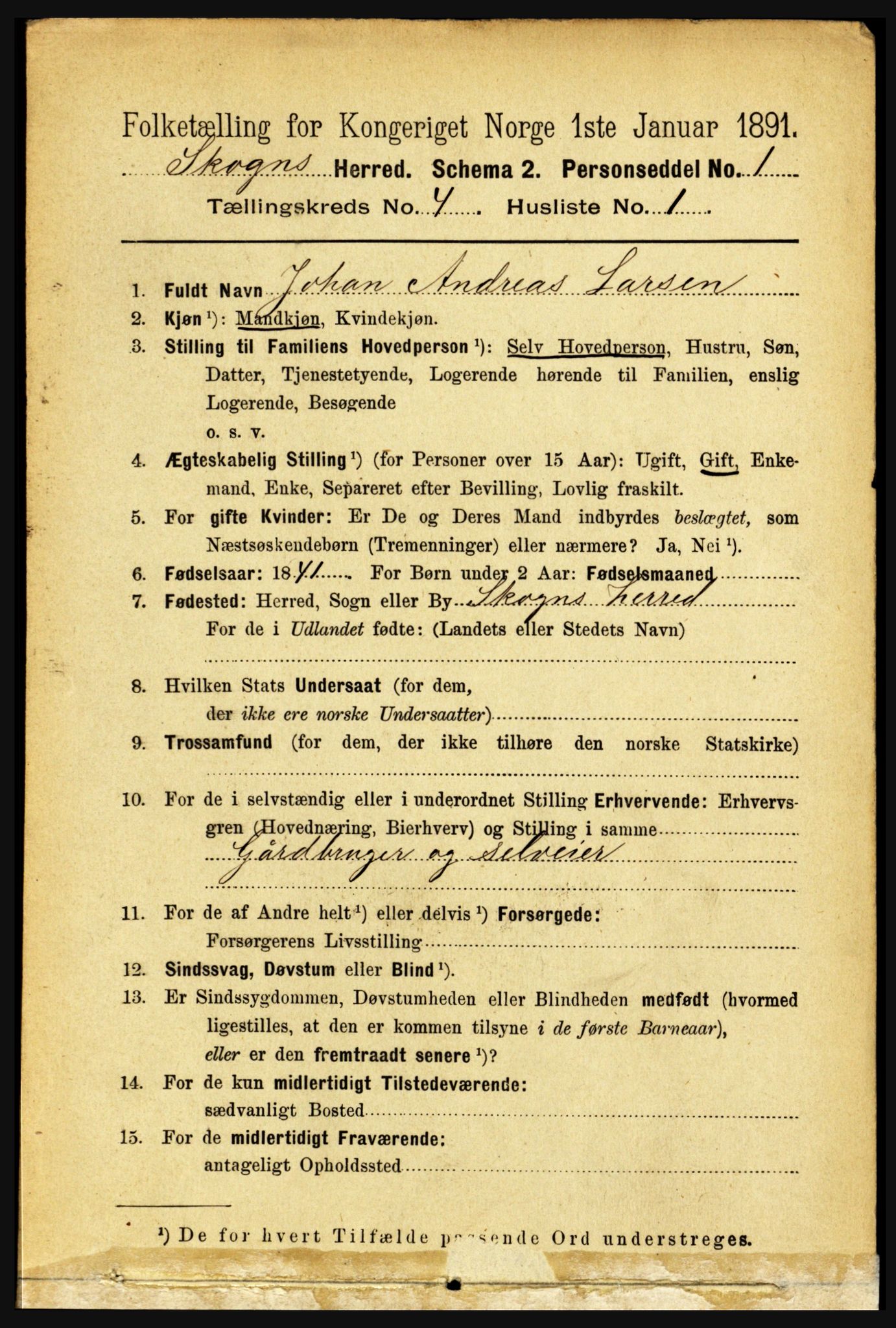 RA, 1891 census for 1719 Skogn, 1891, p. 2359