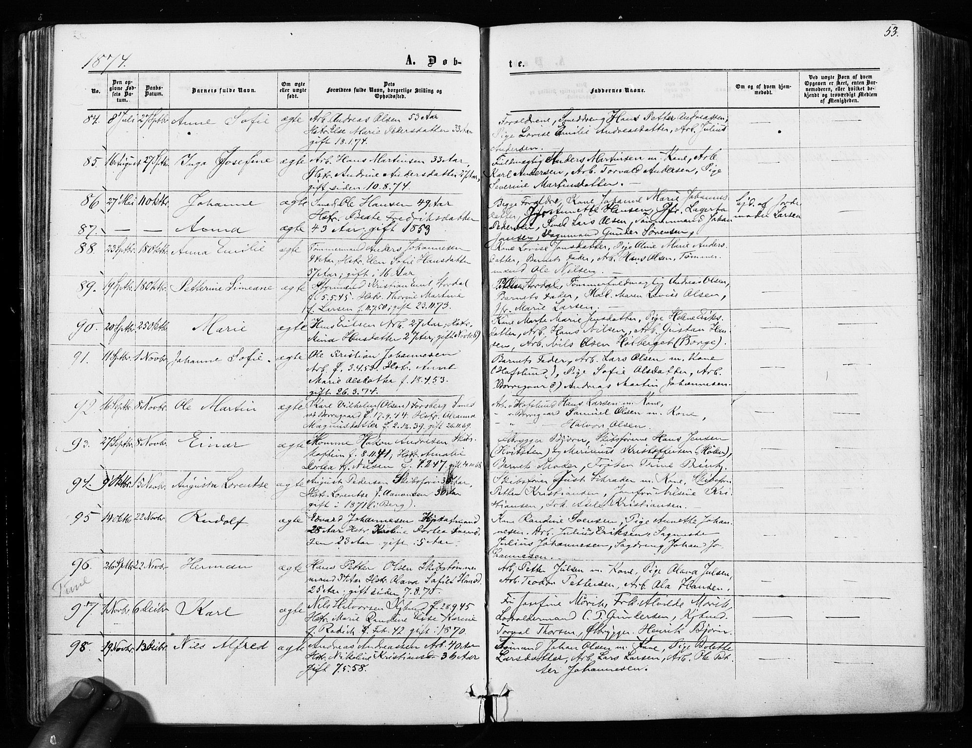 Sarpsborg prestekontor Kirkebøker, AV/SAO-A-2006/F/Fa/L0002: Parish register (official) no. 2, 1869-1877, p. 53