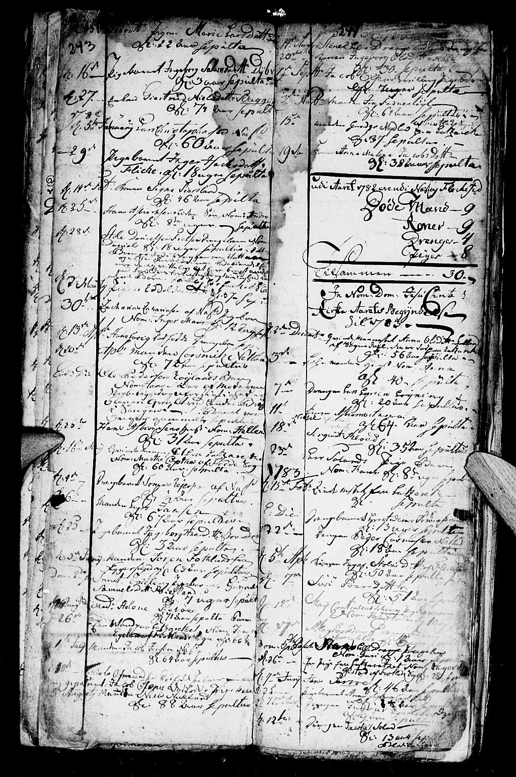 Flekkefjord sokneprestkontor, SAK/1111-0012/F/Fa/Fac/L0001: Parish register (official) no. A 1, 1773-1806, p. 243-244