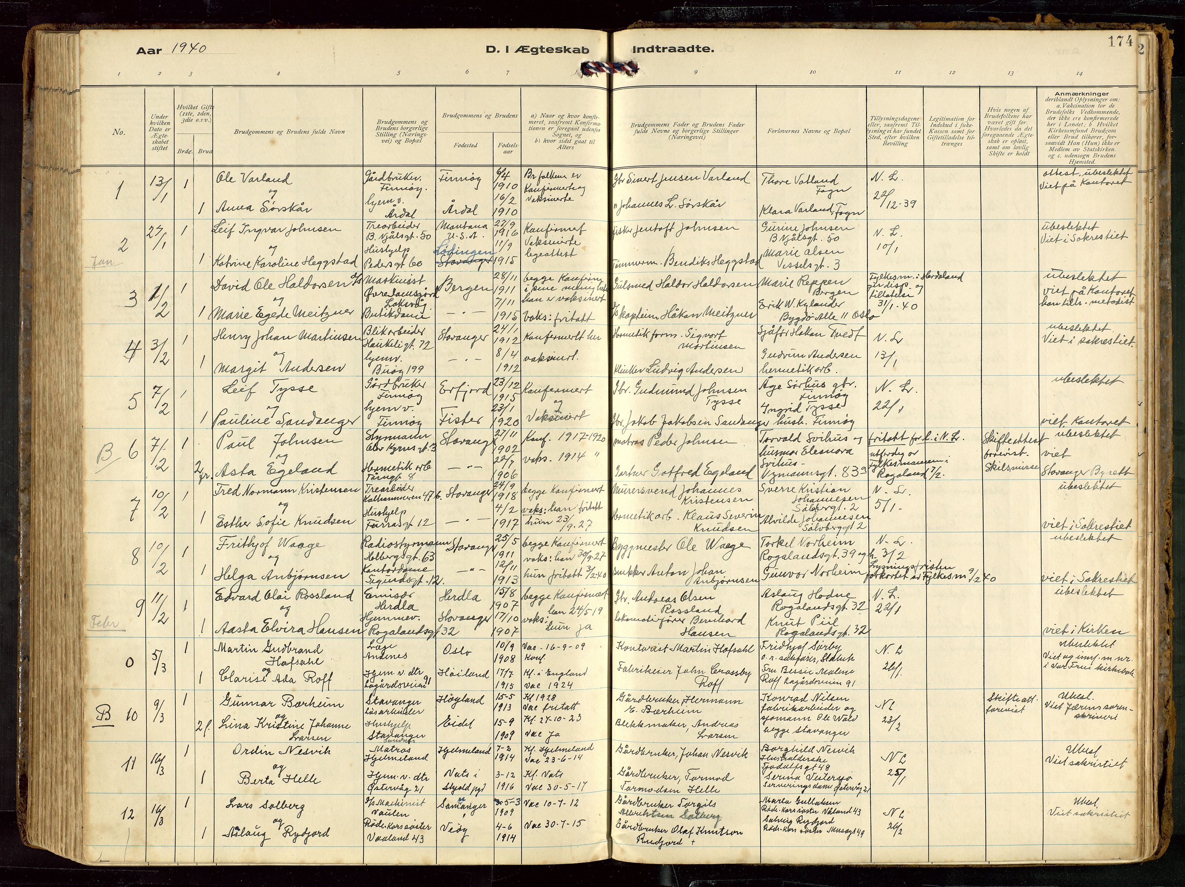 St. Petri sokneprestkontor, AV/SAST-A-101813/002/D/L0002: Parish register (official) no. A 27, 1921-1942, p. 174