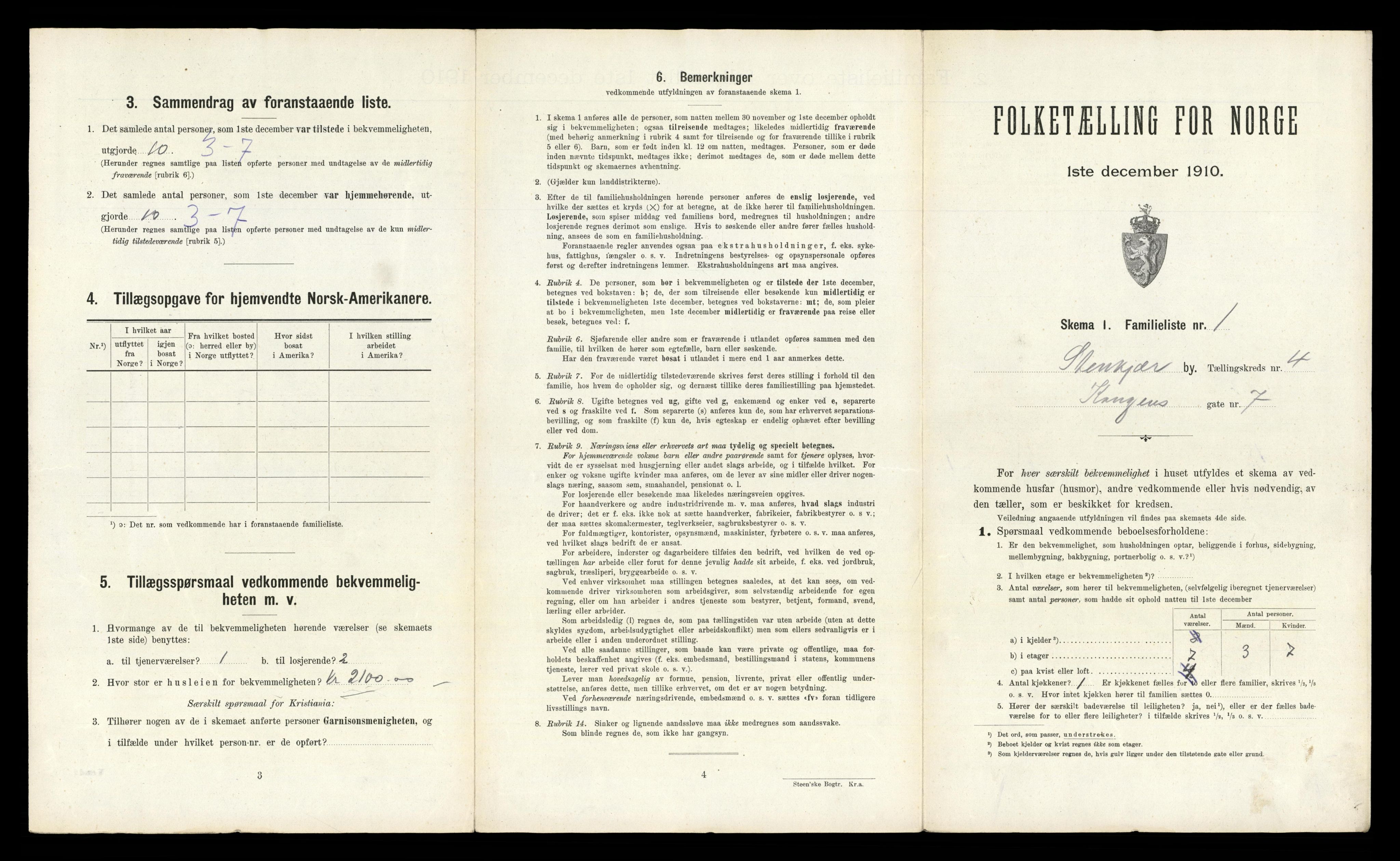 RA, 1910 census for Steinkjer, 1910, p. 996