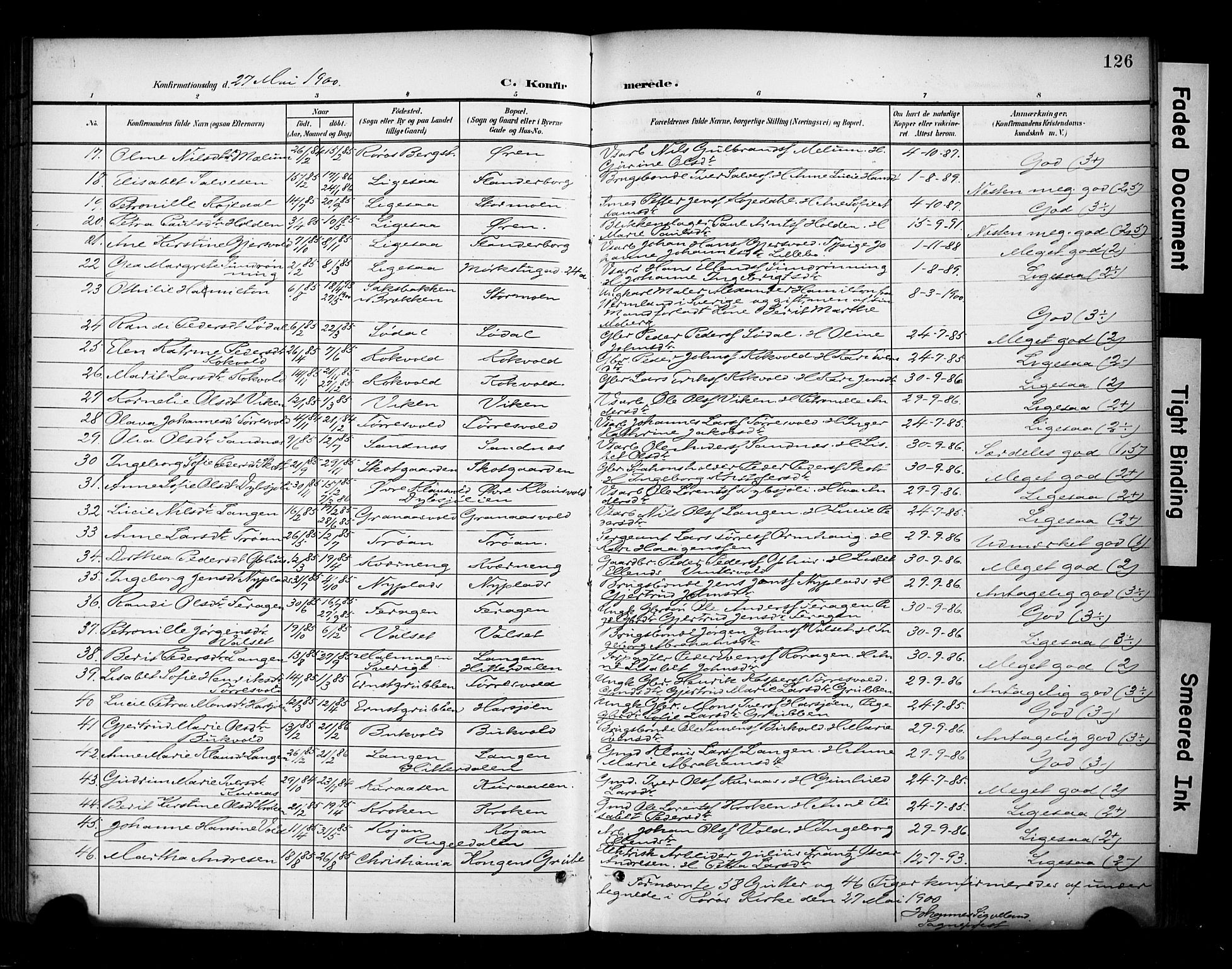 Ministerialprotokoller, klokkerbøker og fødselsregistre - Sør-Trøndelag, SAT/A-1456/681/L0936: Parish register (official) no. 681A14, 1899-1908, p. 126