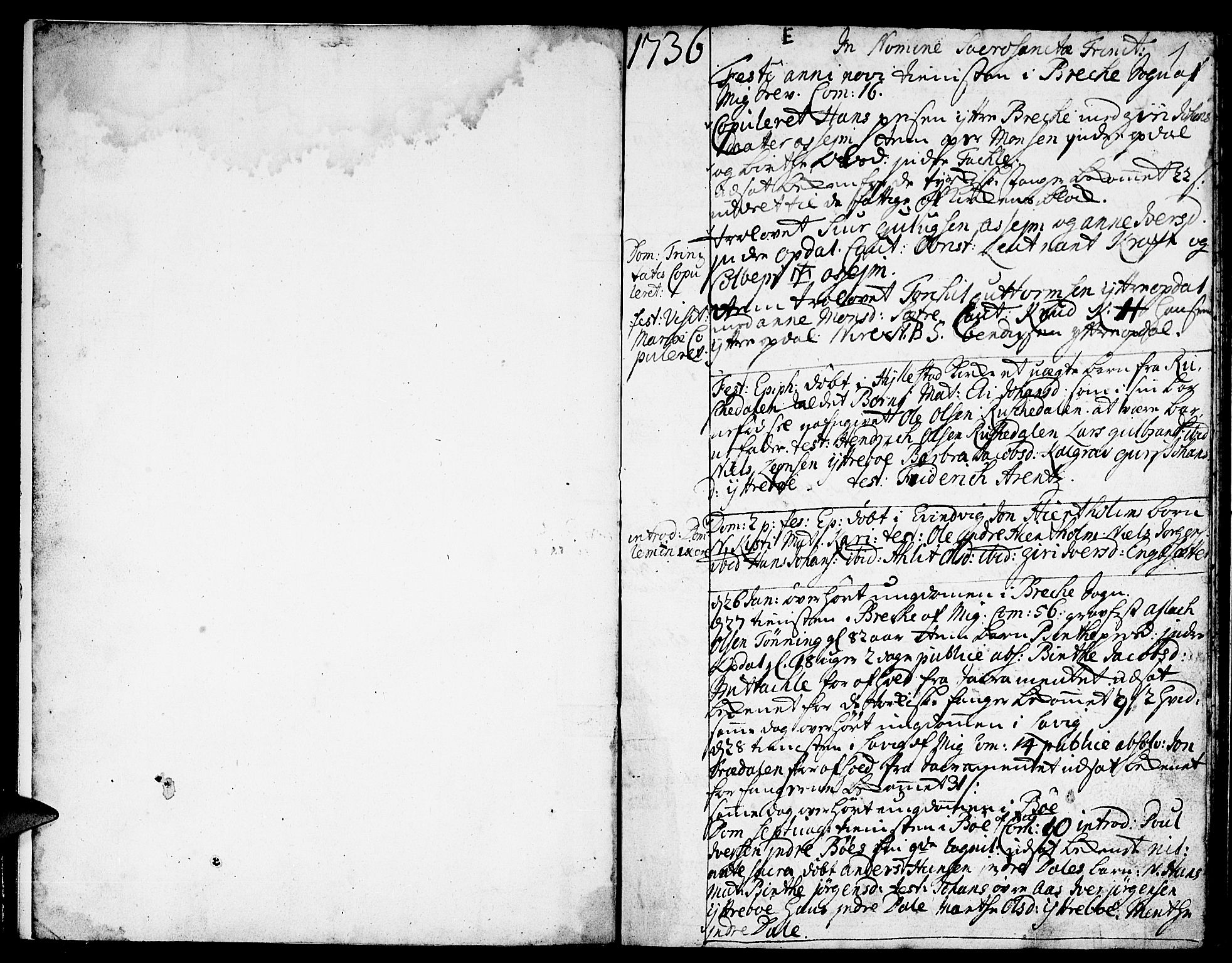 Gulen sokneprestembete, SAB/A-80201/H/Haa/Haaa/L0010: Parish register (official) no. A 10, 1736-1746, p. 1