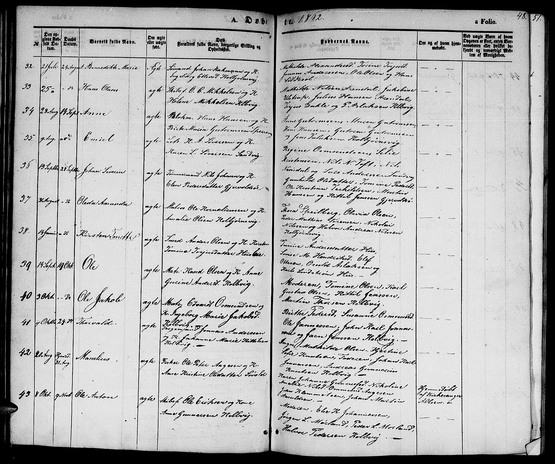 Hisøy sokneprestkontor, SAK/1111-0020/F/Fb/L0001: Parish register (copy) no. B 1, 1849-1872, p. 48