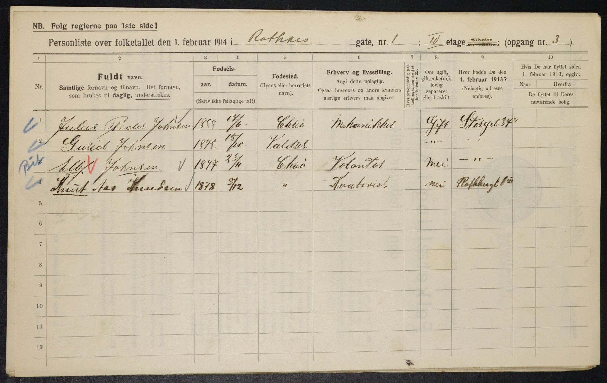 OBA, Municipal Census 1914 for Kristiania, 1914, p. 81828