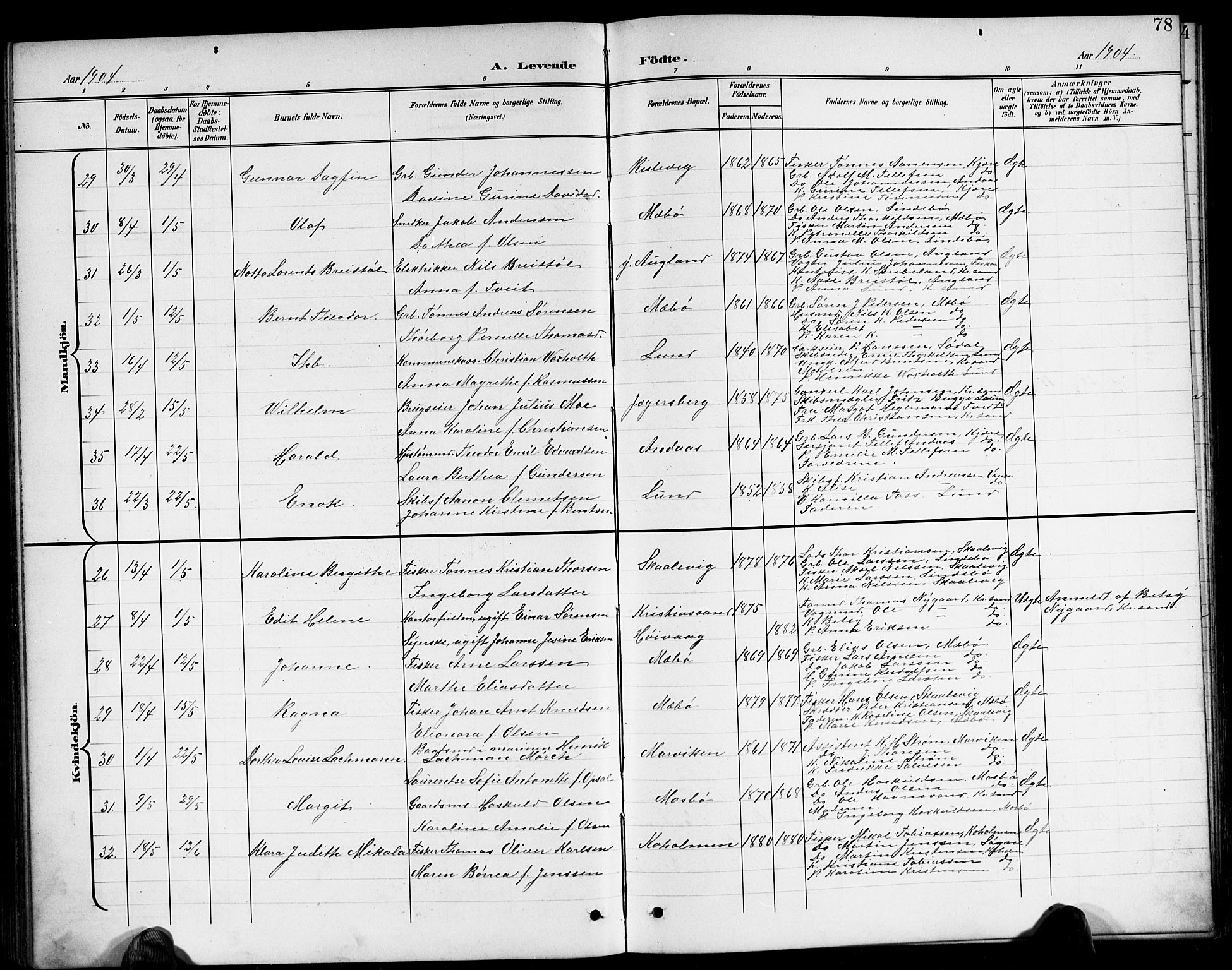 Oddernes sokneprestkontor, AV/SAK-1111-0033/F/Fb/Fba/L0009: Parish register (copy) no. B 9, 1899-1923, p. 78