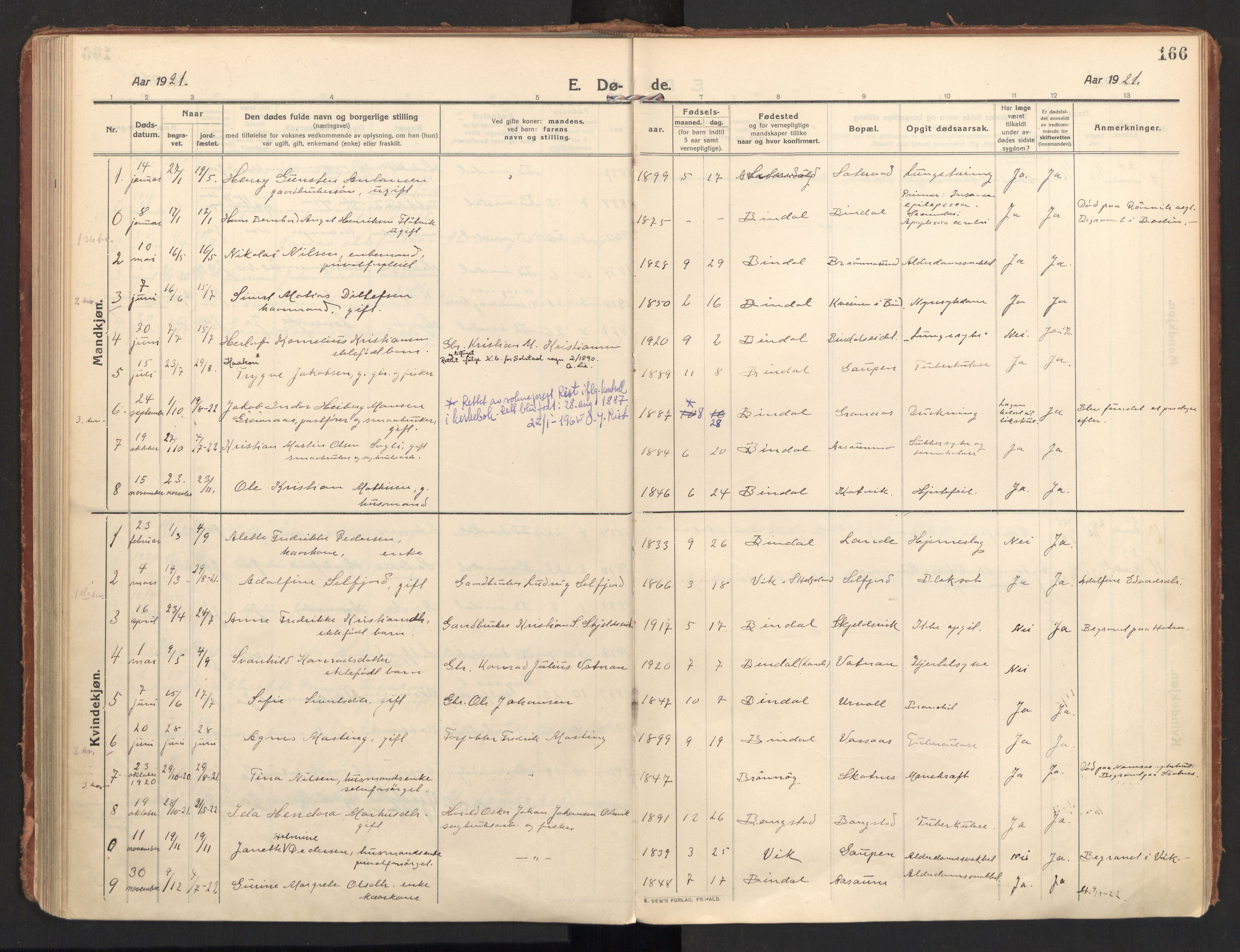 Ministerialprotokoller, klokkerbøker og fødselsregistre - Nordland, AV/SAT-A-1459/810/L0156: Parish register (official) no. 810A15, 1915-1930, p. 166