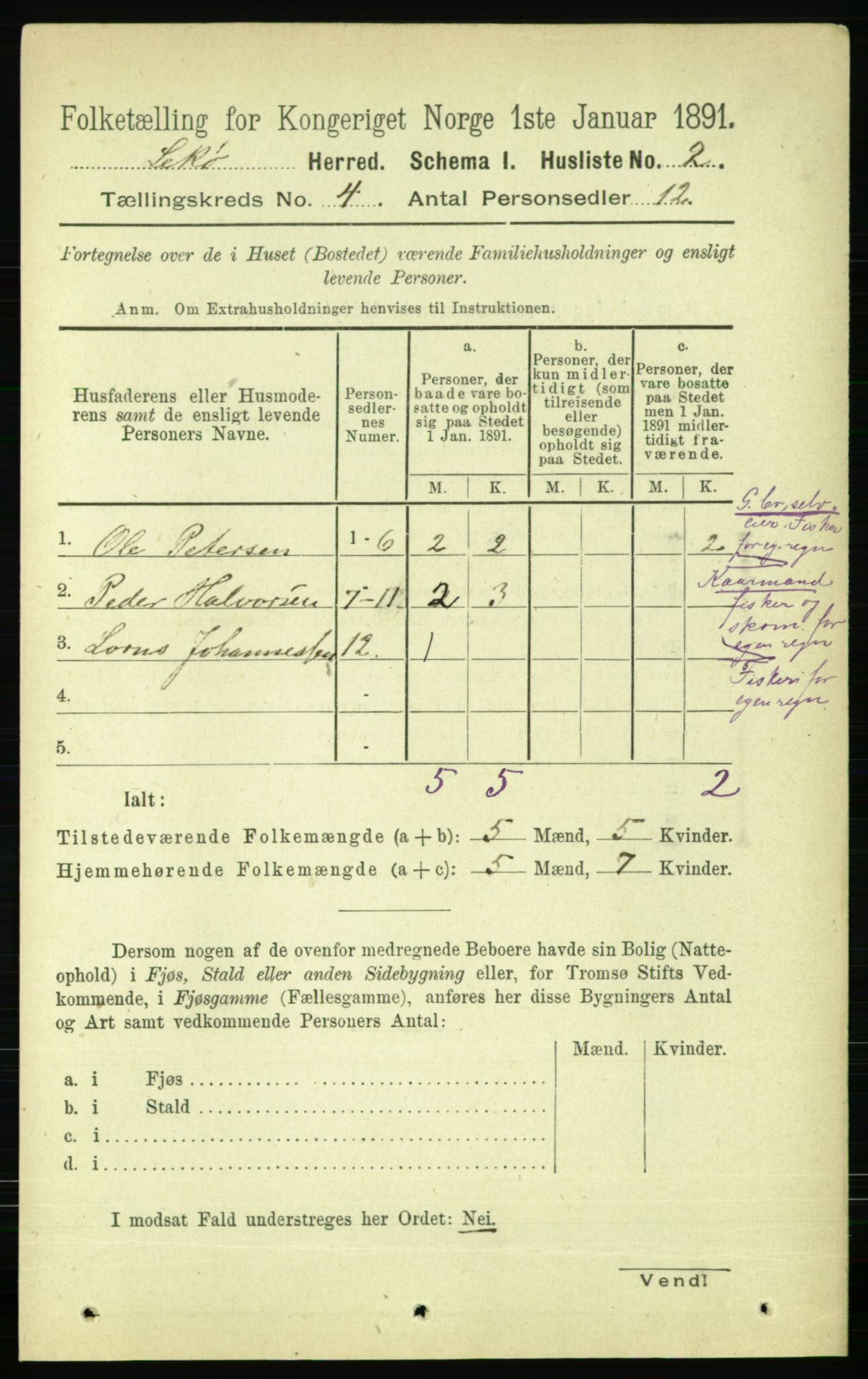 RA, 1891 census for 1755 Leka, 1891, p. 1830