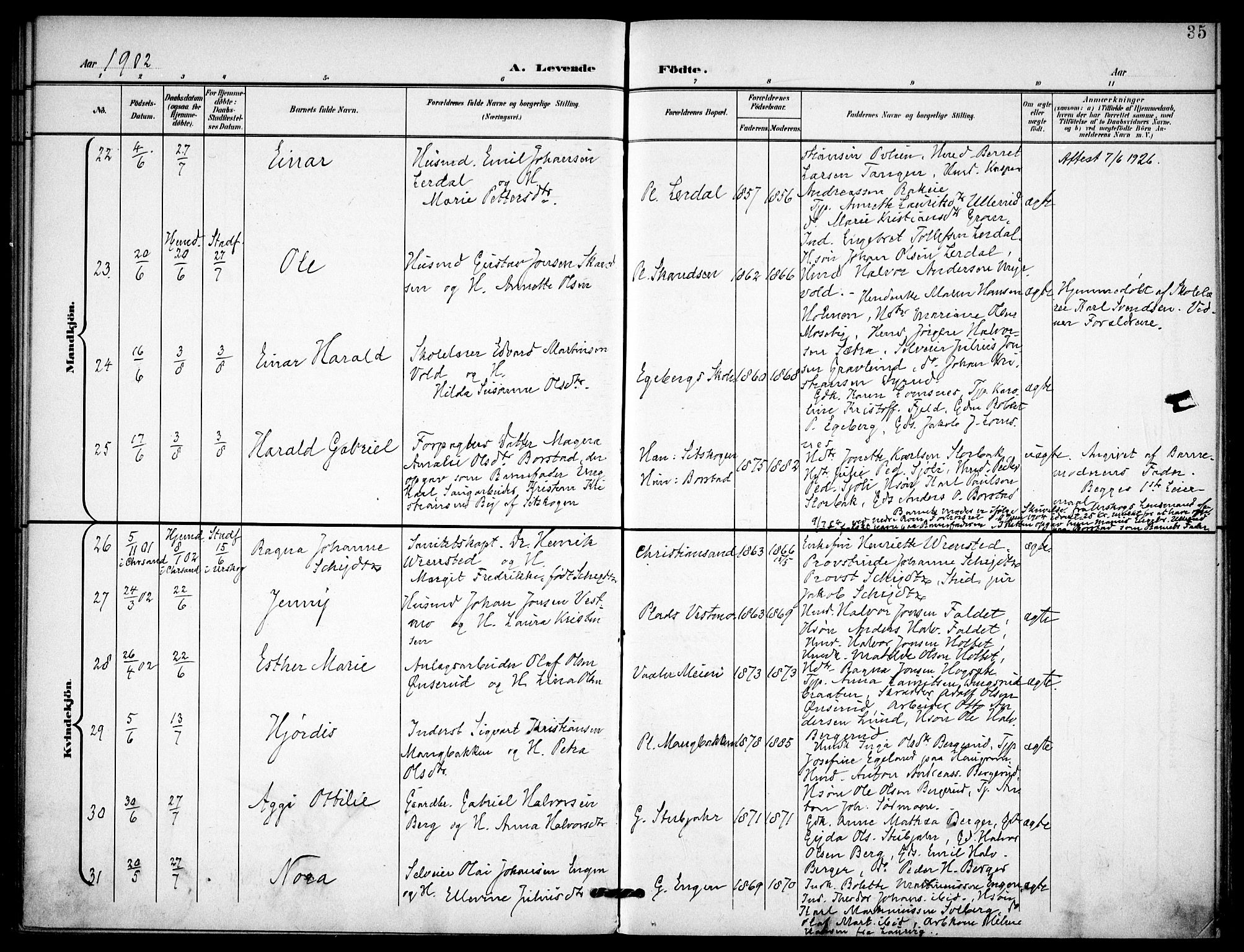 Aurskog prestekontor Kirkebøker, SAO/A-10304a/F/Fa/L0010: Parish register (official) no. I 10, 1898-1905, p. 35