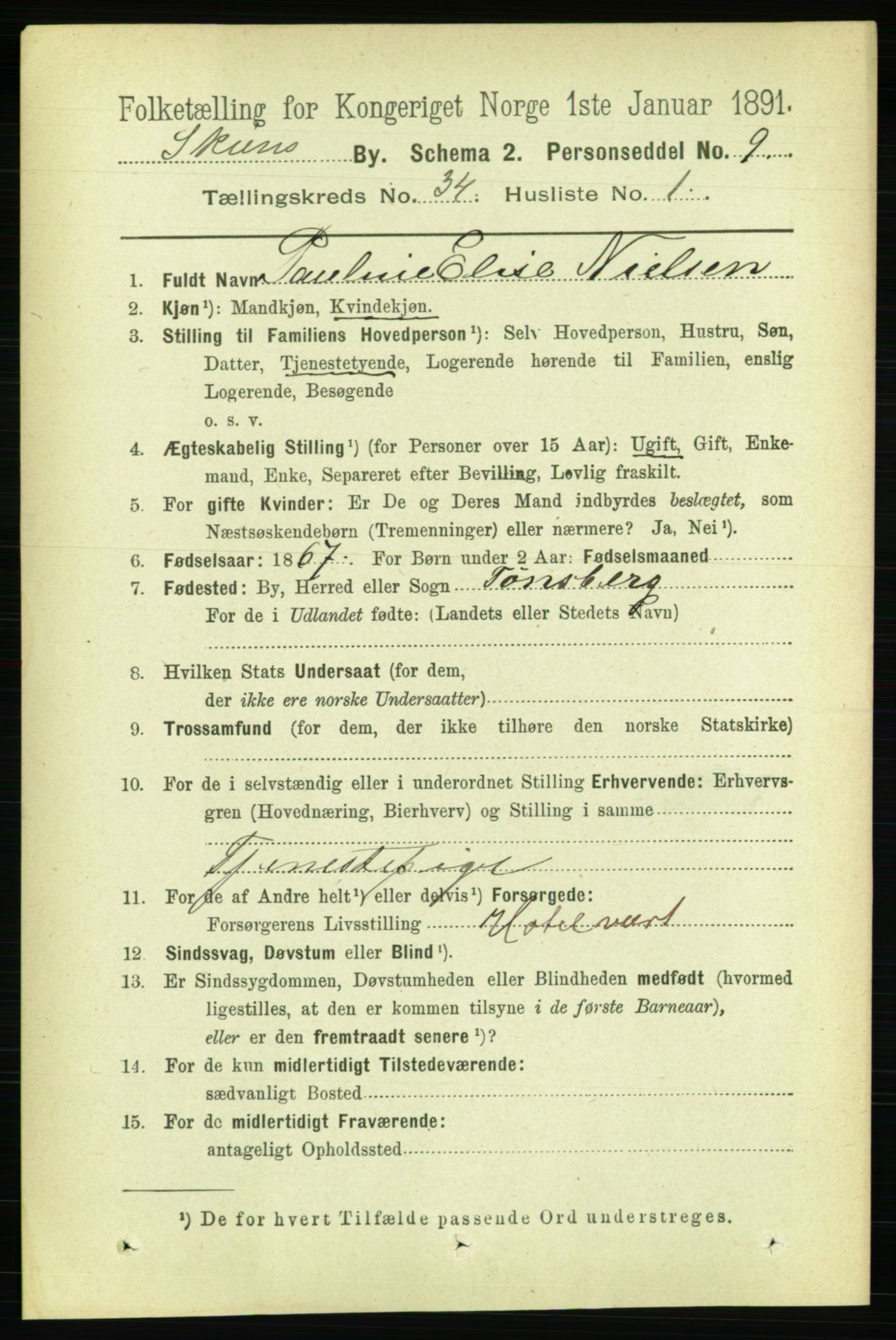 RA, 1891 census for 0806 Skien, 1891, p. 7716