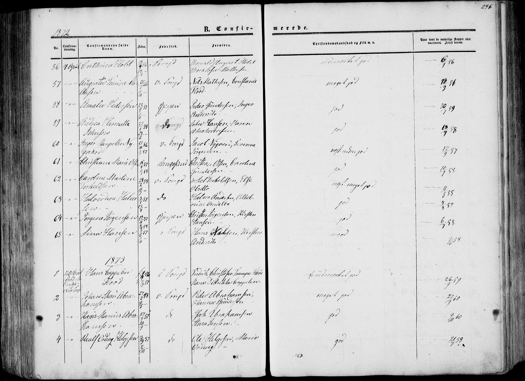 Porsgrunn kirkebøker , AV/SAKO-A-104/F/Fa/L0007: Parish register (official) no. 7, 1858-1877, p. 234