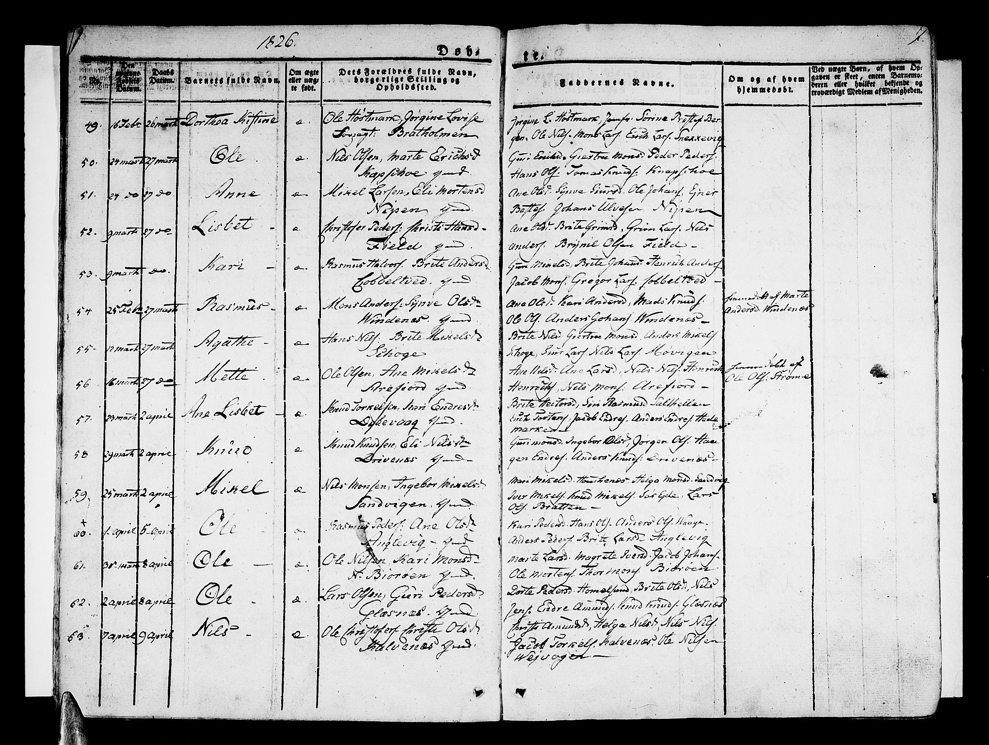 Sund sokneprestembete, AV/SAB-A-99930: Parish register (official) no. A 12, 1825-1835, p. 7