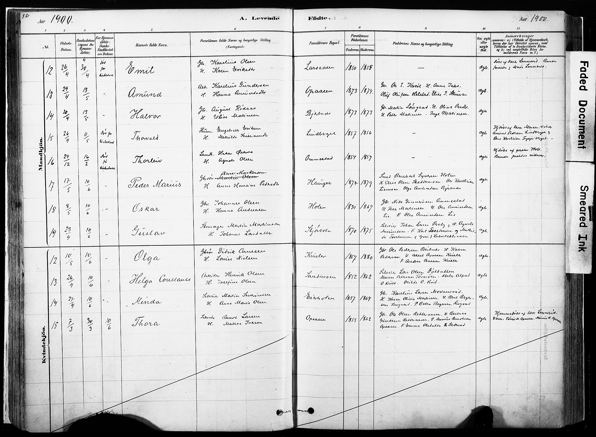 Hof prestekontor, AV/SAH-PREST-038/H/Ha/Haa/L0010: Parish register (official) no. 10, 1878-1909, p. 82