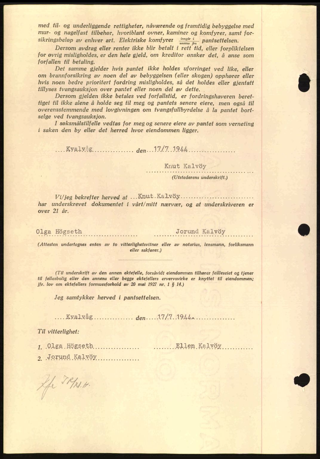 Nordmøre sorenskriveri, AV/SAT-A-4132/1/2/2Ca: Mortgage book no. A98, 1944-1944, Diary no: : 1488/1944