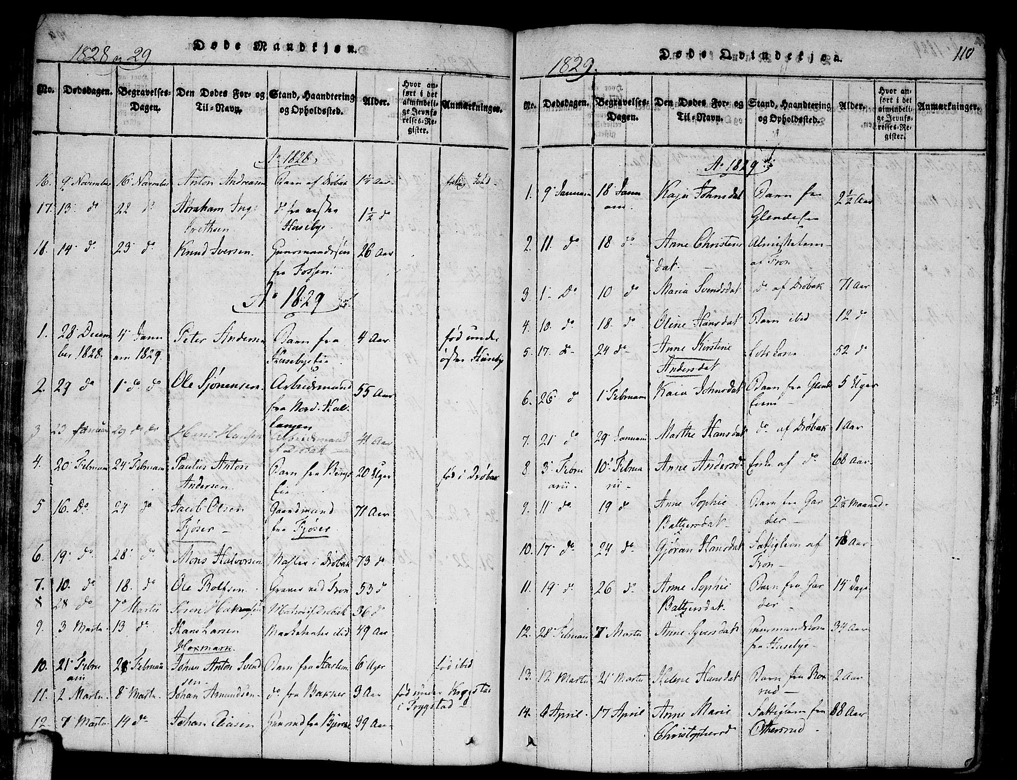 Drøbak prestekontor Kirkebøker, SAO/A-10142a/F/Fa/L0001: Parish register (official) no. I 1, 1816-1842, p. 110