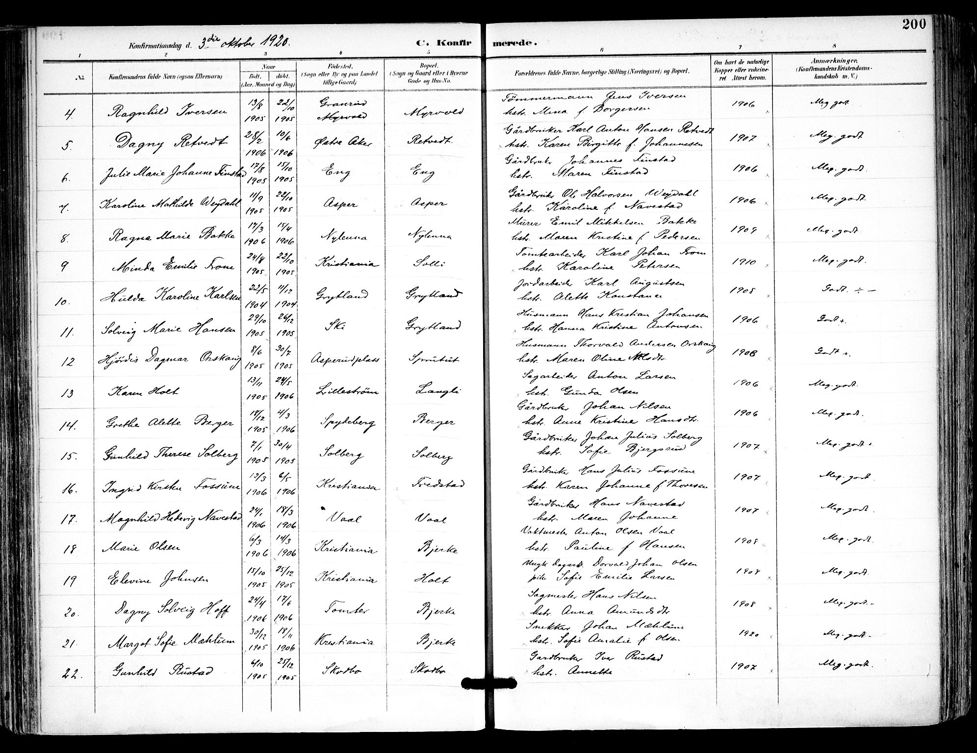 Kråkstad prestekontor Kirkebøker, SAO/A-10125a/F/Fa/L0010: Parish register (official) no. I 10, 1893-1931, p. 200