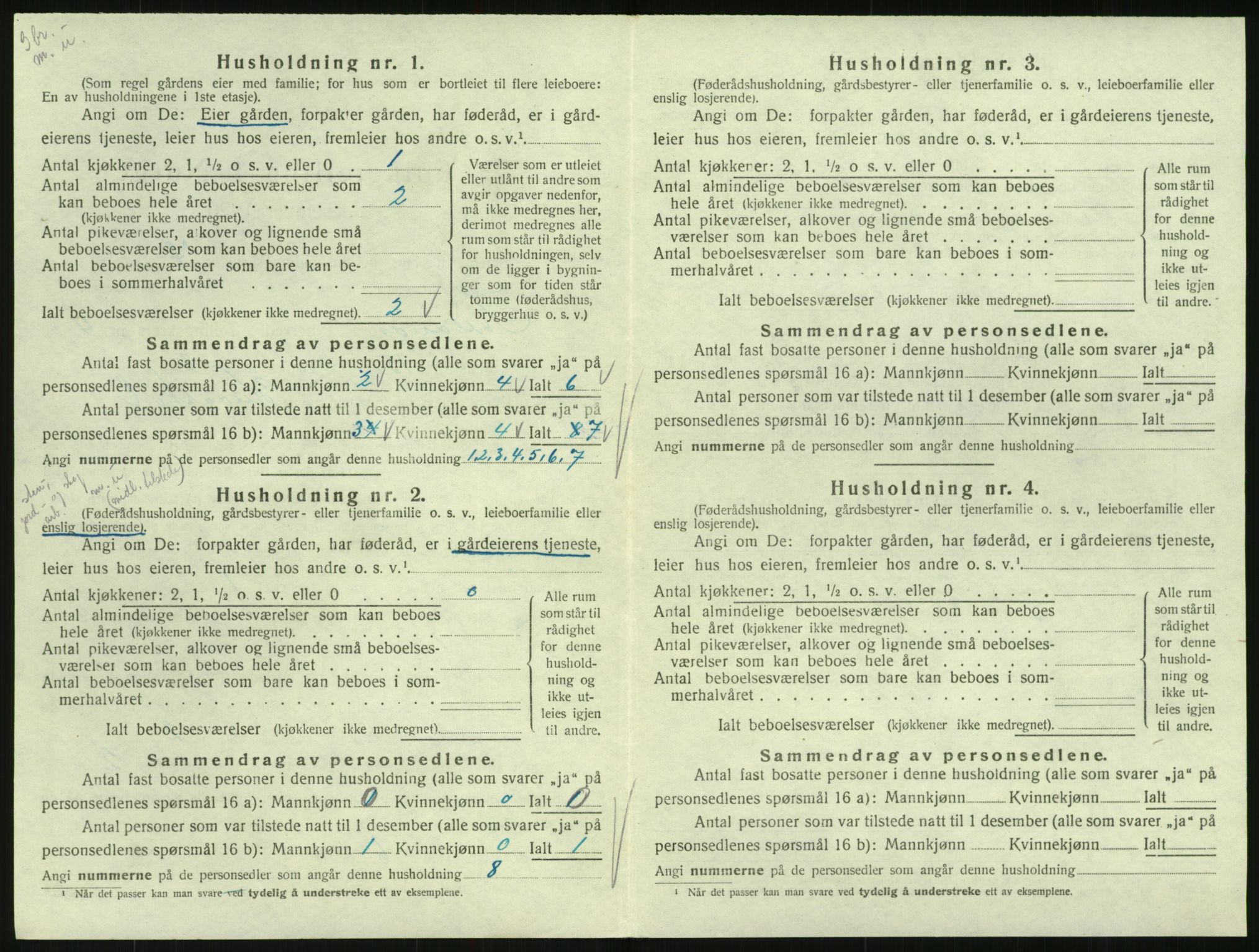 SAK, 1920 census for Iveland, 1920, p. 206