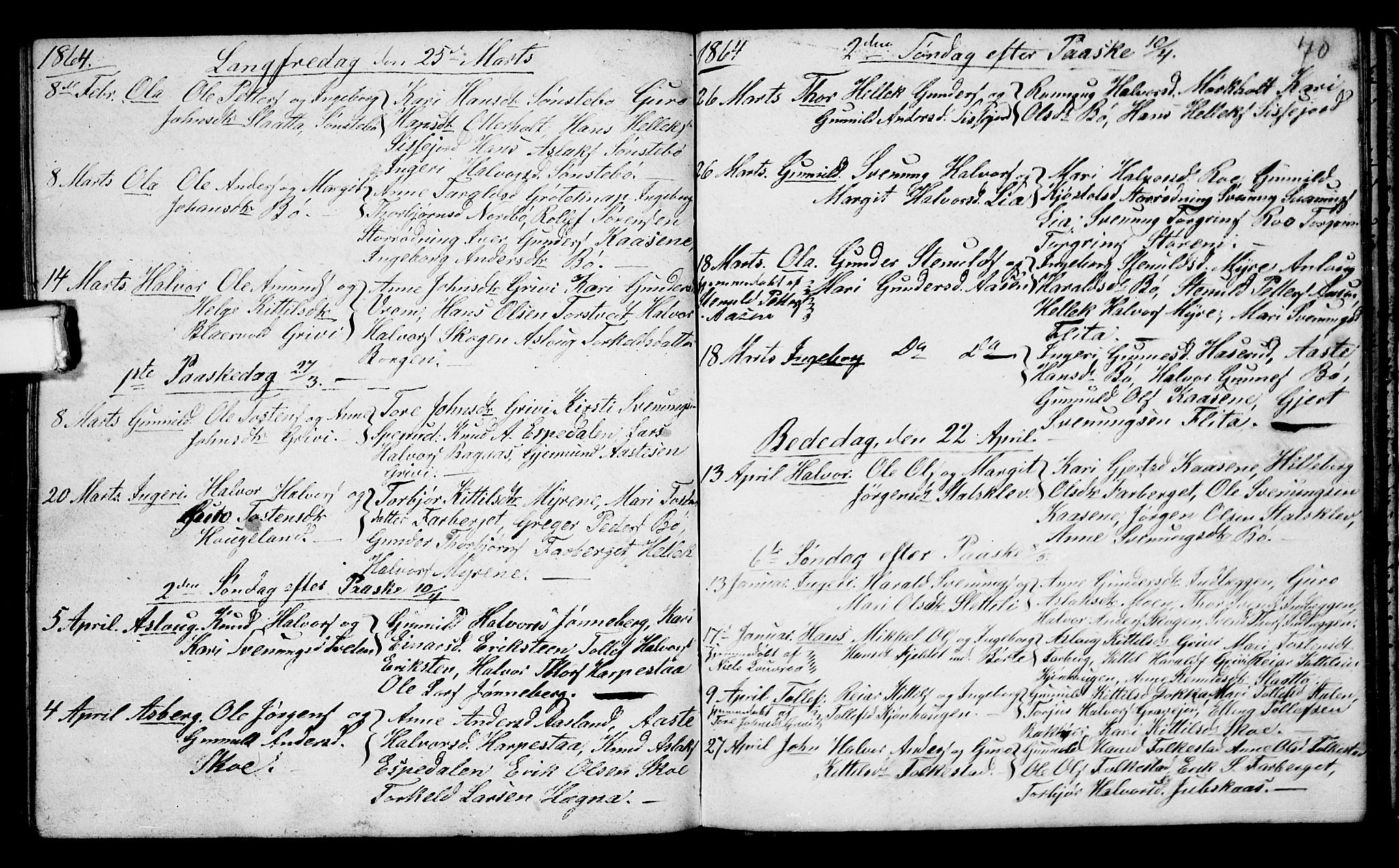 Bø kirkebøker, SAKO/A-257/G/Ga/L0002: Parish register (copy) no. 2, 1853-1866, p. 70