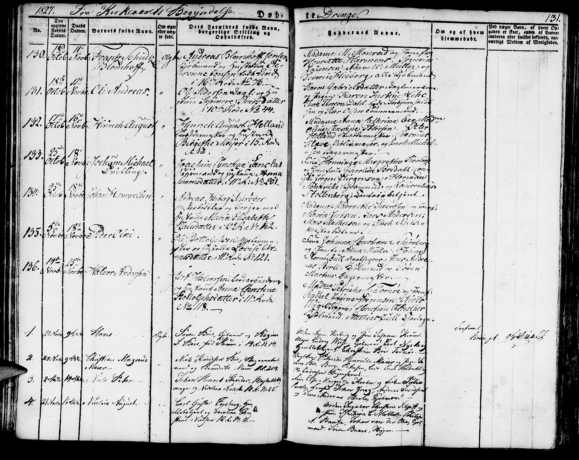 Domkirken sokneprestembete, SAB/A-74801/H/Haa/L0012: Parish register (official) no. A 12, 1821-1840, p. 131