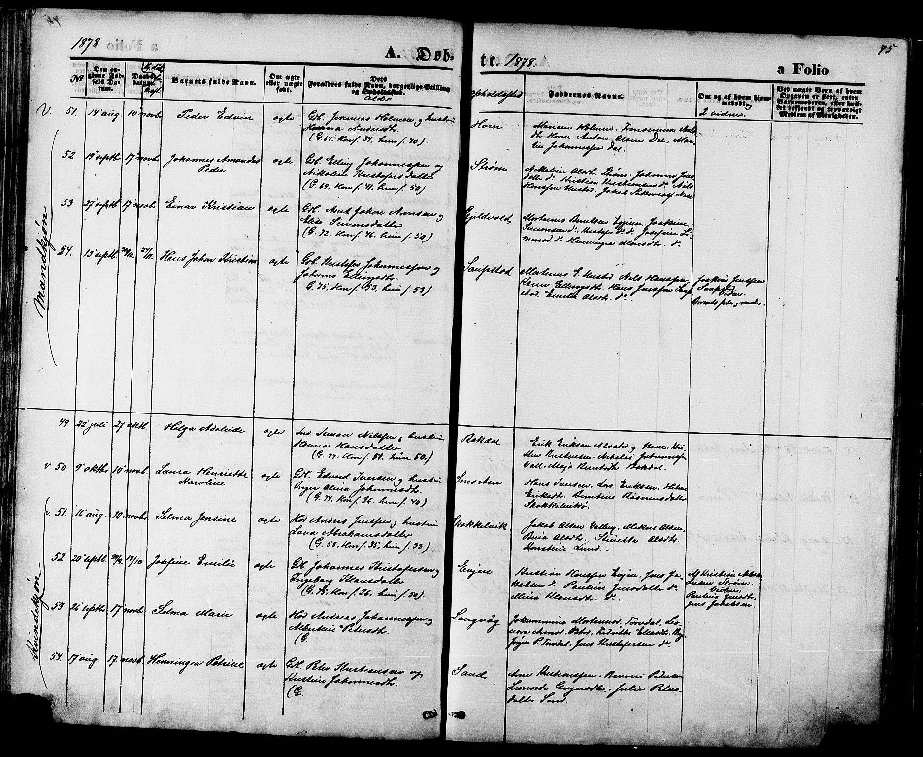 Ministerialprotokoller, klokkerbøker og fødselsregistre - Nordland, AV/SAT-A-1459/880/L1132: Parish register (official) no. 880A06, 1869-1887, p. 75