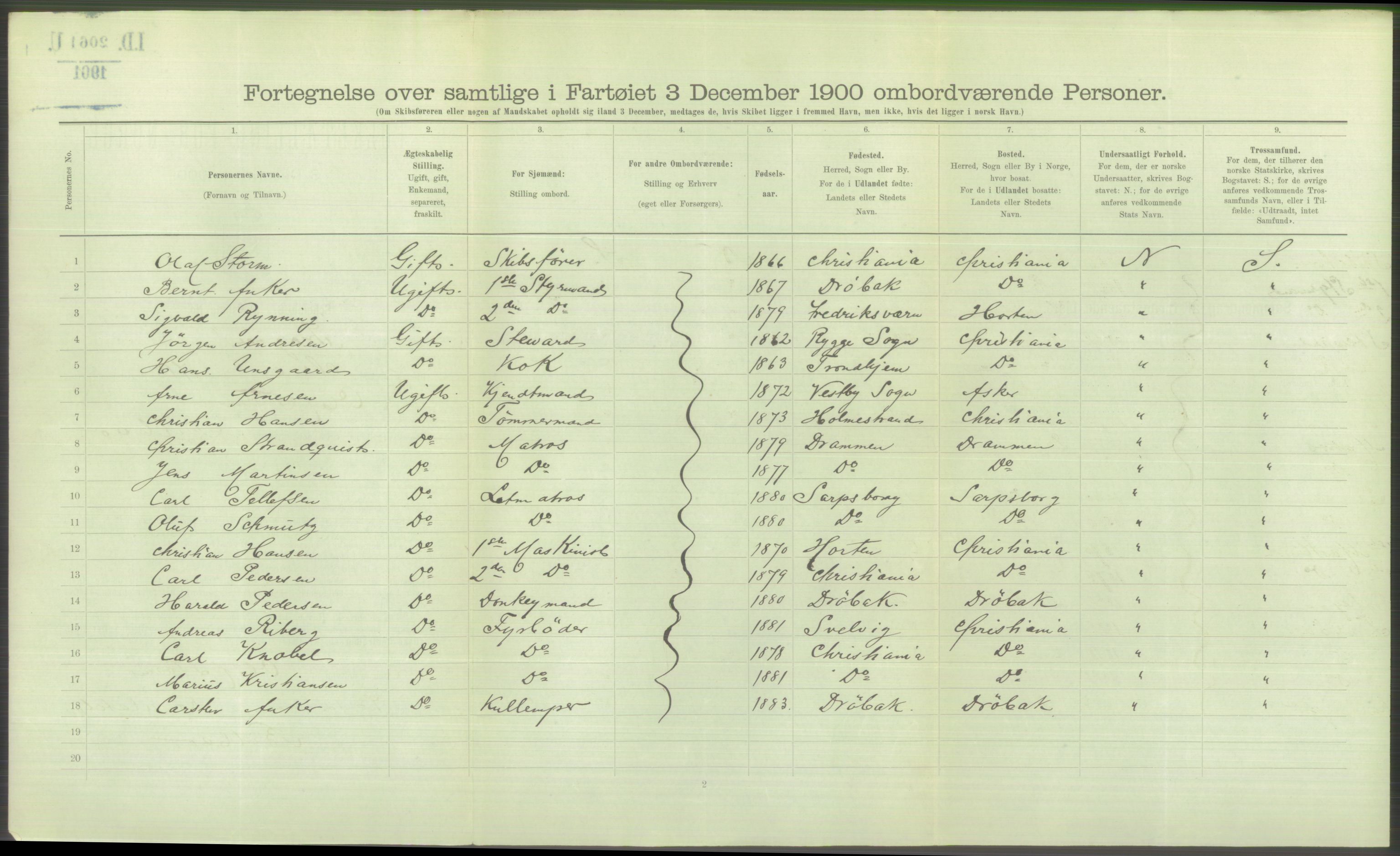 RA, 1900 Census - ship lists from ships in Norwegian harbours, harbours abroad and at sea, 1900, p. 4692