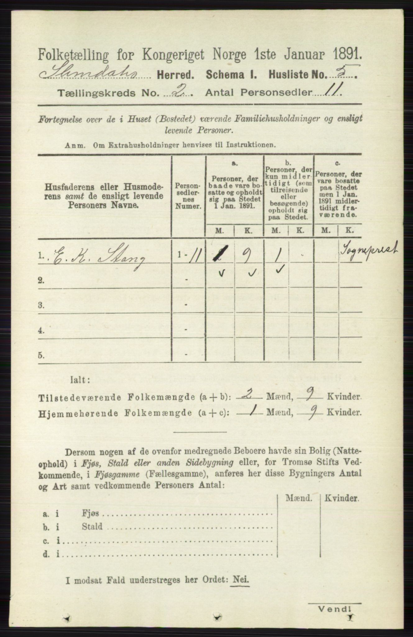 RA, 1891 census for 0811 Slemdal, 1891, p. 314