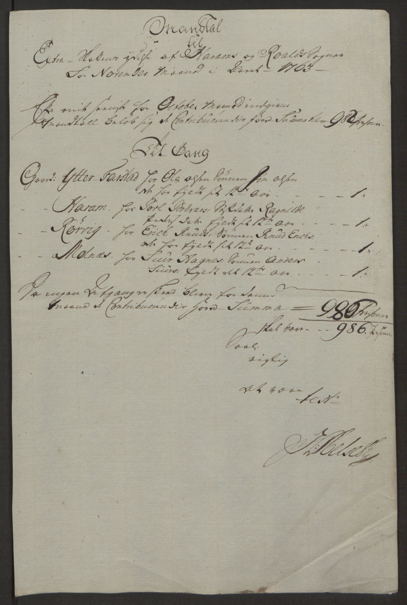 Rentekammeret inntil 1814, Realistisk ordnet avdeling, RA/EA-4070/Ol/L0019: [Gg 10]: Ekstraskatten, 23.09.1762. Sunnmøre, 1762-1763, p. 128