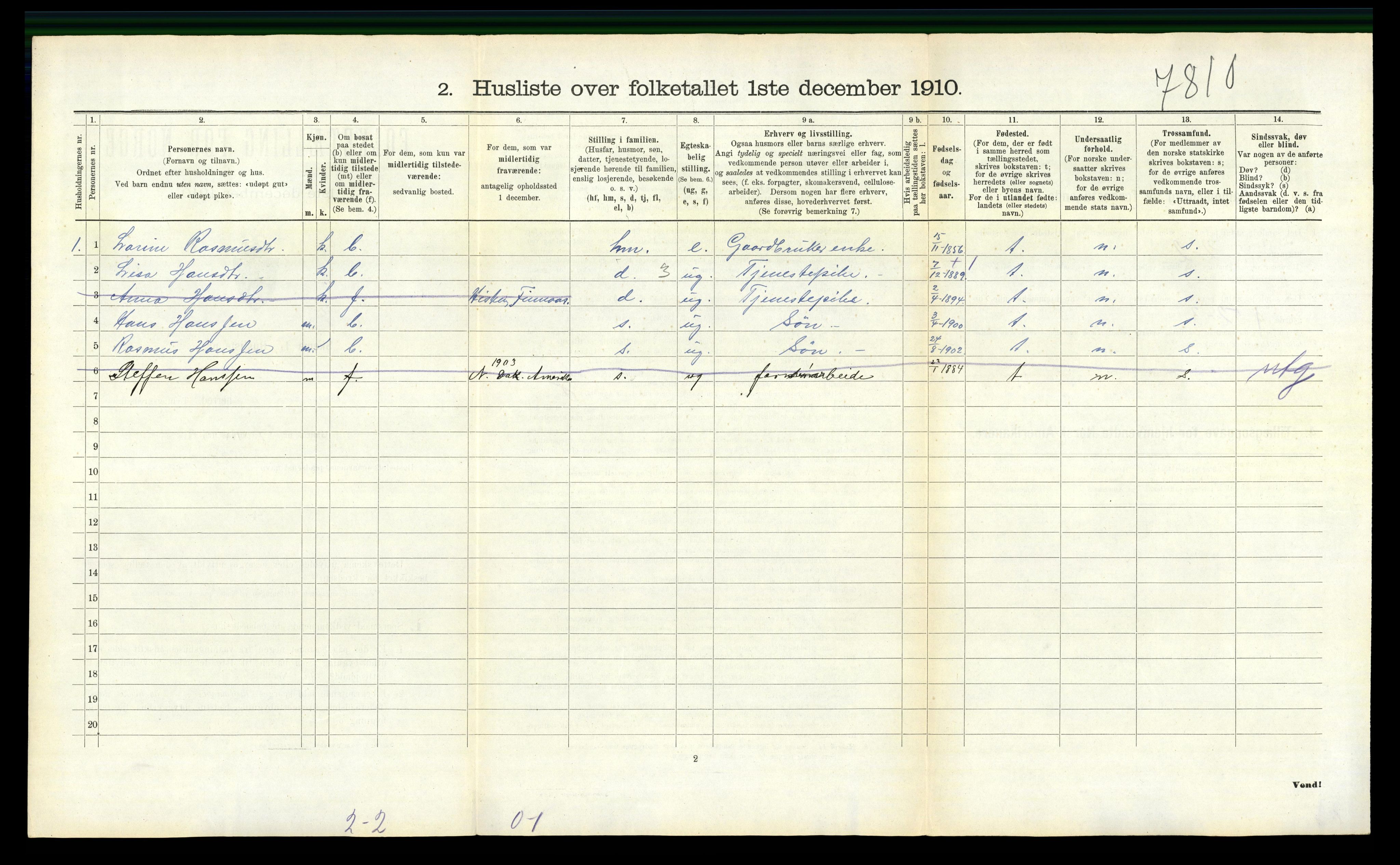 RA, 1910 census for Finnås, 1910, p. 637