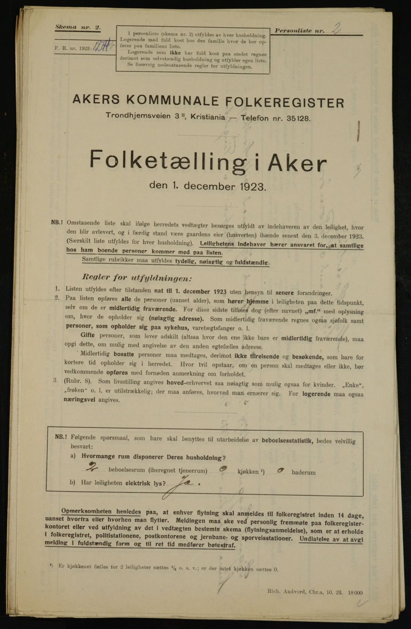 , Municipal Census 1923 for Aker, 1923, p. 43979