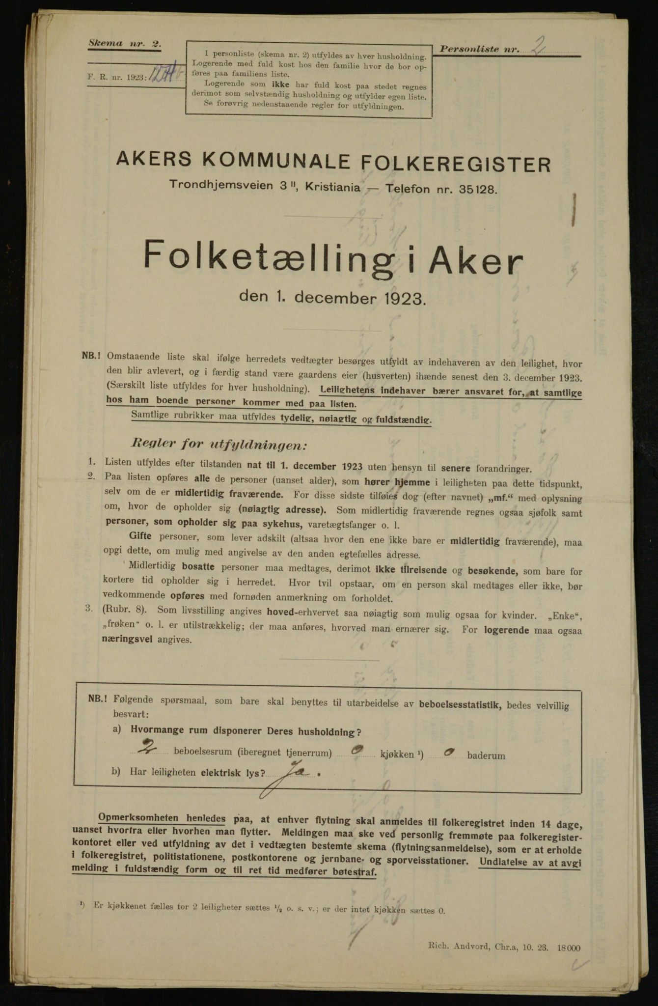 , Municipal Census 1923 for Aker, 1923, p. 43979