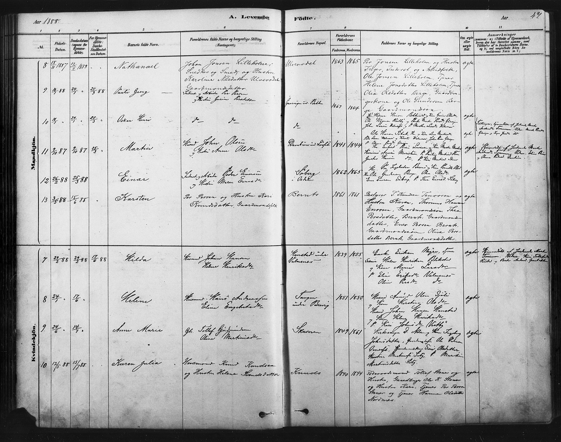 Åmot prestekontor, Hedmark, AV/SAH-PREST-056/H/Ha/Haa/L0012: Parish register (official) no. 12, 1878-1901, p. 47