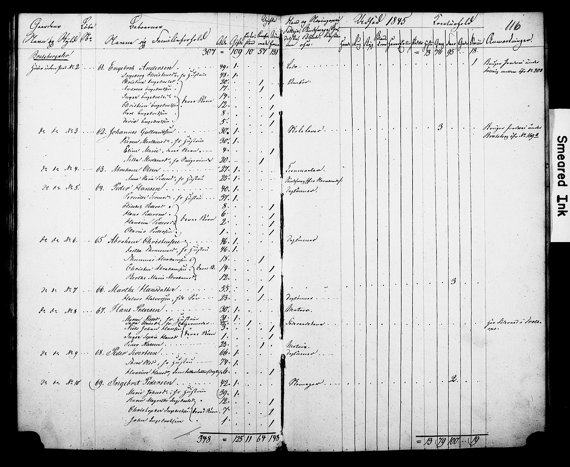 , Census 1845 for Gjerpen, 1845, p. 116