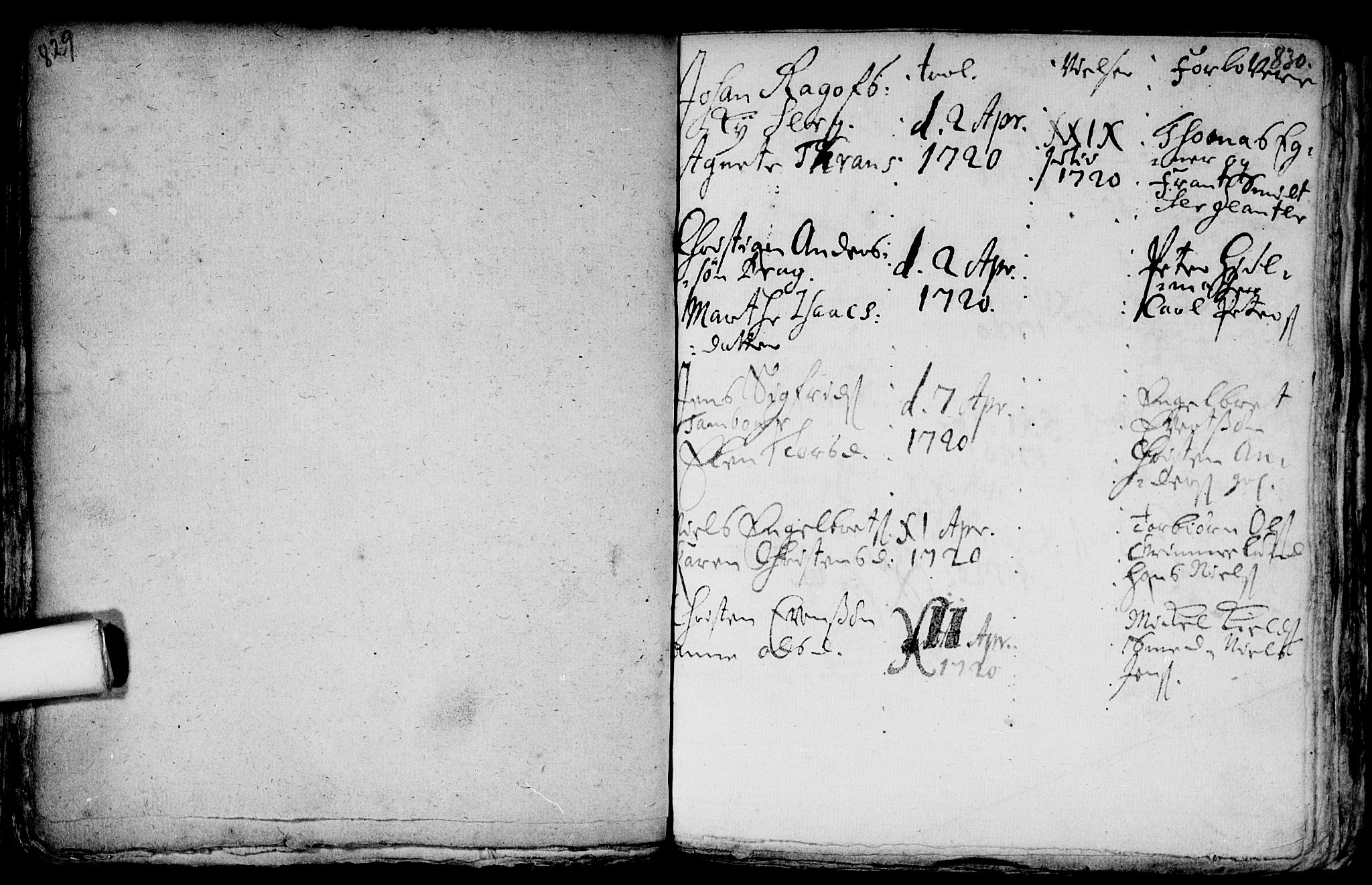 Aker prestekontor kirkebøker, AV/SAO-A-10861/F/L0002: Parish register (official) no. 2, 1714-1720, p. 829-830