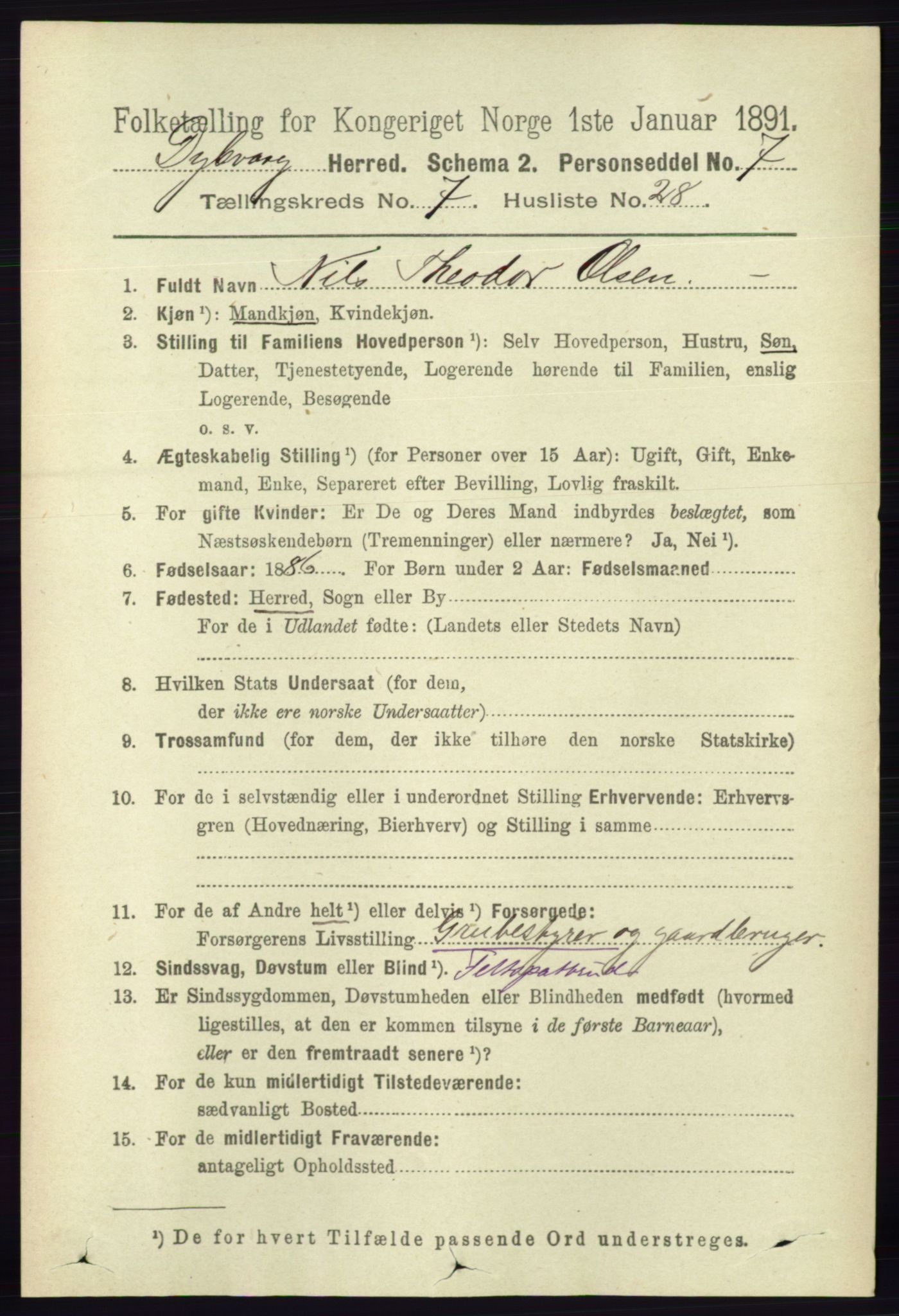 RA, 1891 census for 0915 Dypvåg, 1891, p. 2571