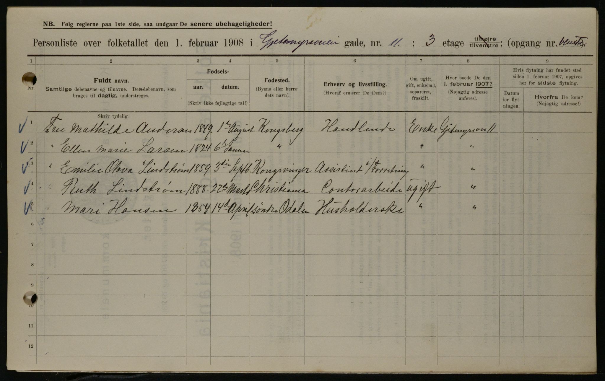 OBA, Municipal Census 1908 for Kristiania, 1908, p. 25935