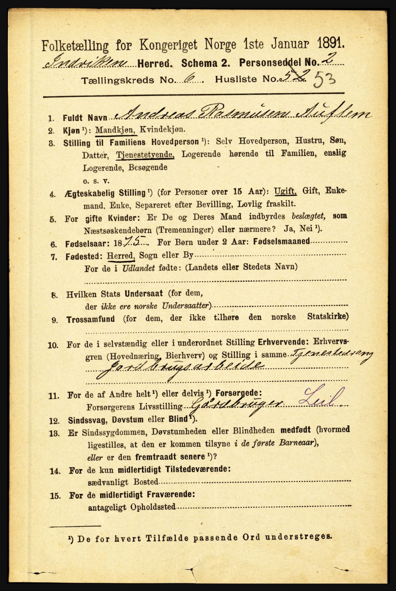 RA, 1891 census for 1447 Innvik, 1891, p. 2589