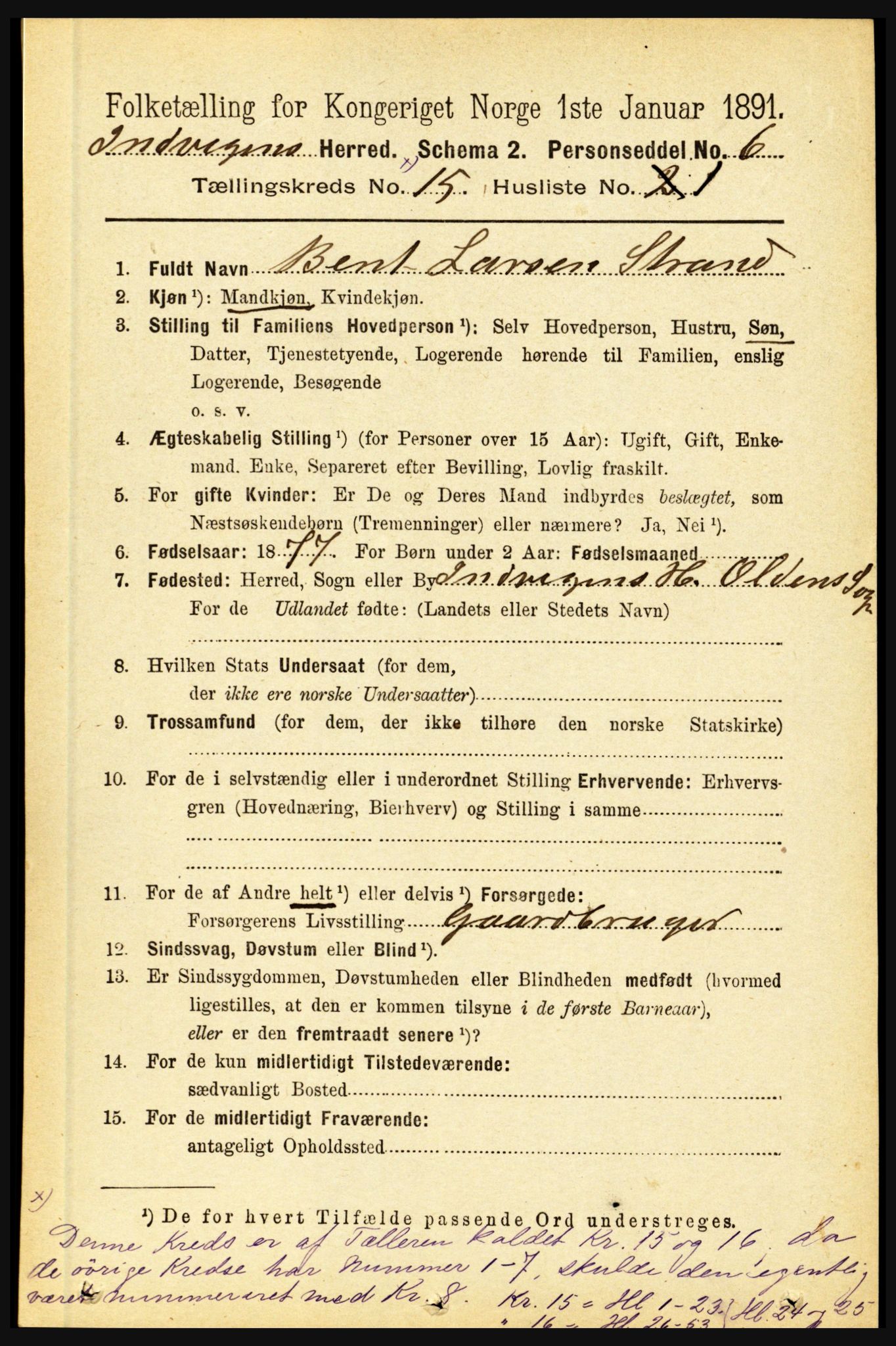 RA, 1891 census for 1447 Innvik, 1891, p. 3232