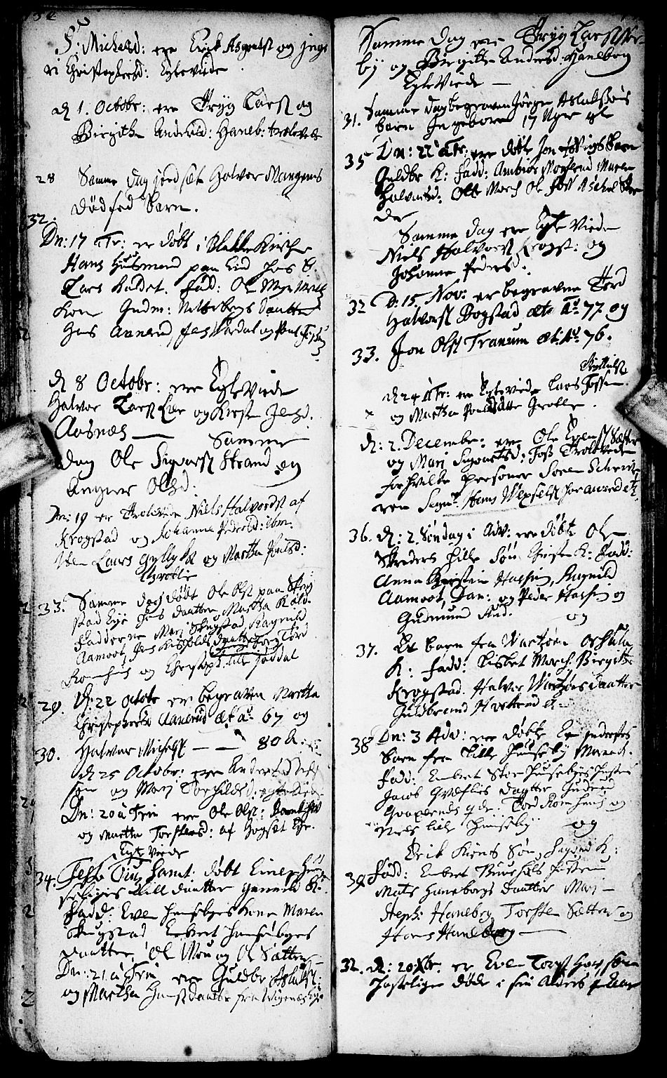 Aurskog prestekontor Kirkebøker, SAO/A-10304a/F/Fa/L0001: Parish register (official) no. I 1, 1707-1735, p. 134-135