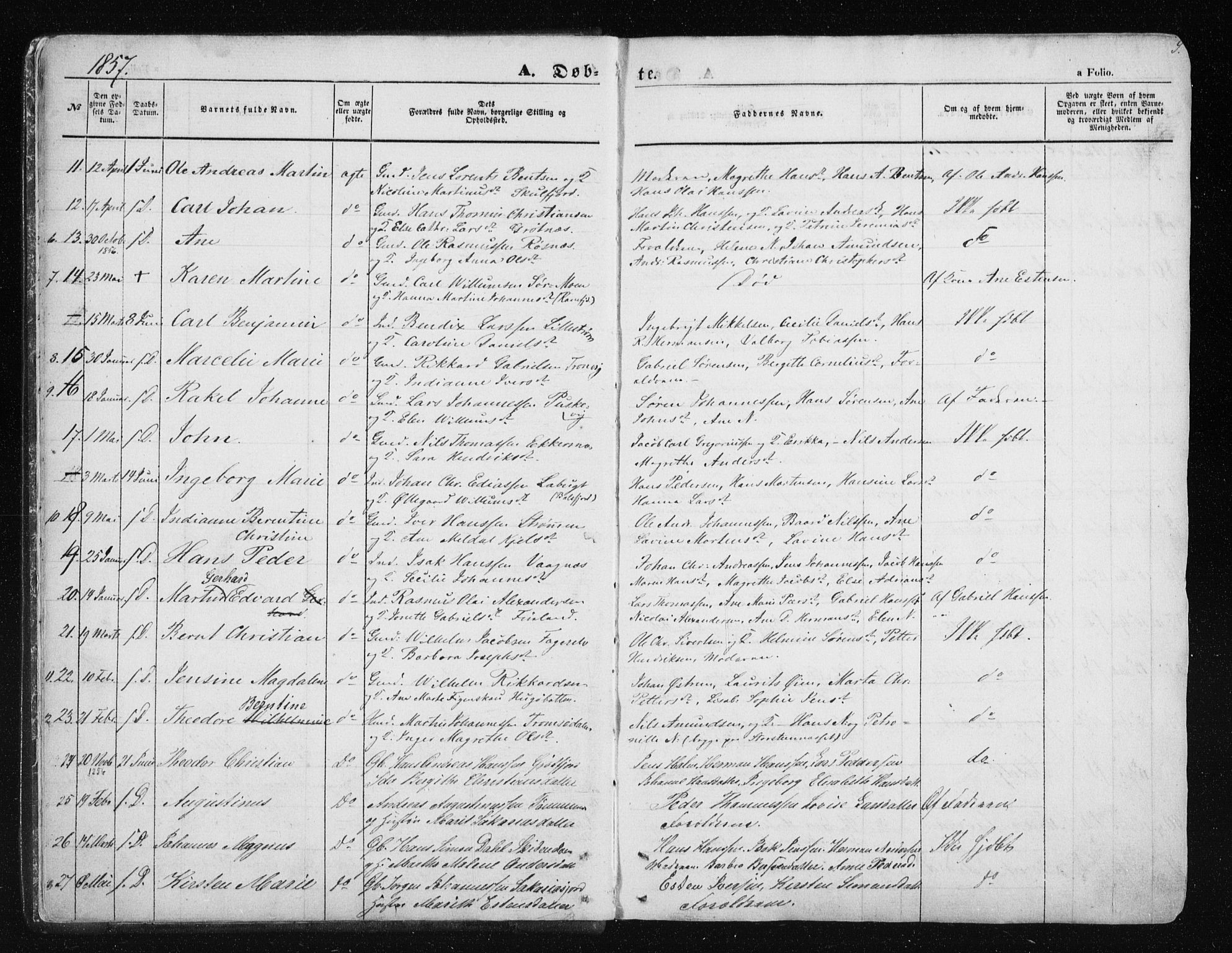 Tromsøysund sokneprestkontor, AV/SATØ-S-1304/G/Ga/L0001kirke: Parish register (official) no. 1, 1856-1867, p. 9