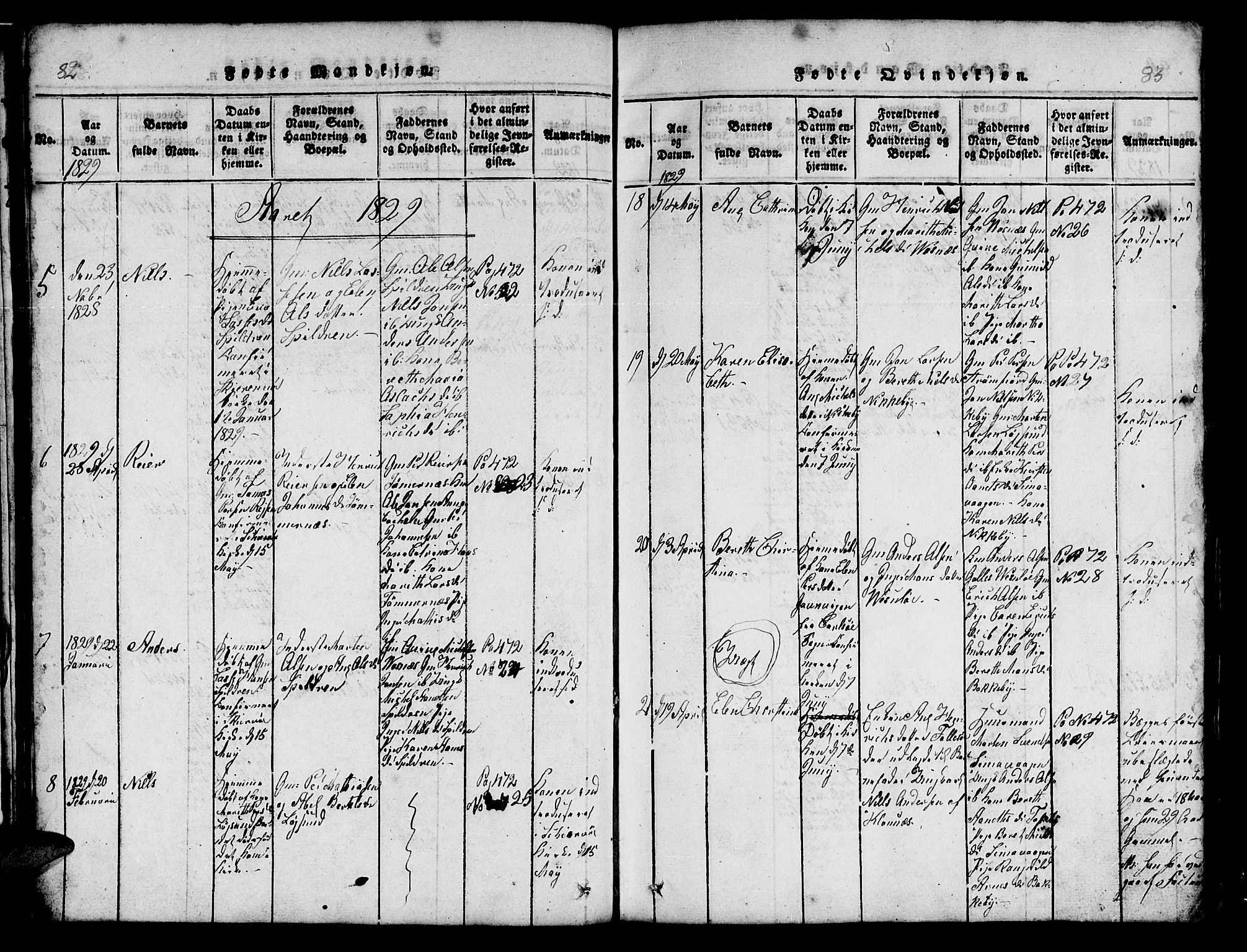 Skjervøy sokneprestkontor, AV/SATØ-S-1300/H/Ha/Hab/L0001klokker: Parish register (copy) no. 1, 1825-1838, p. 82-83