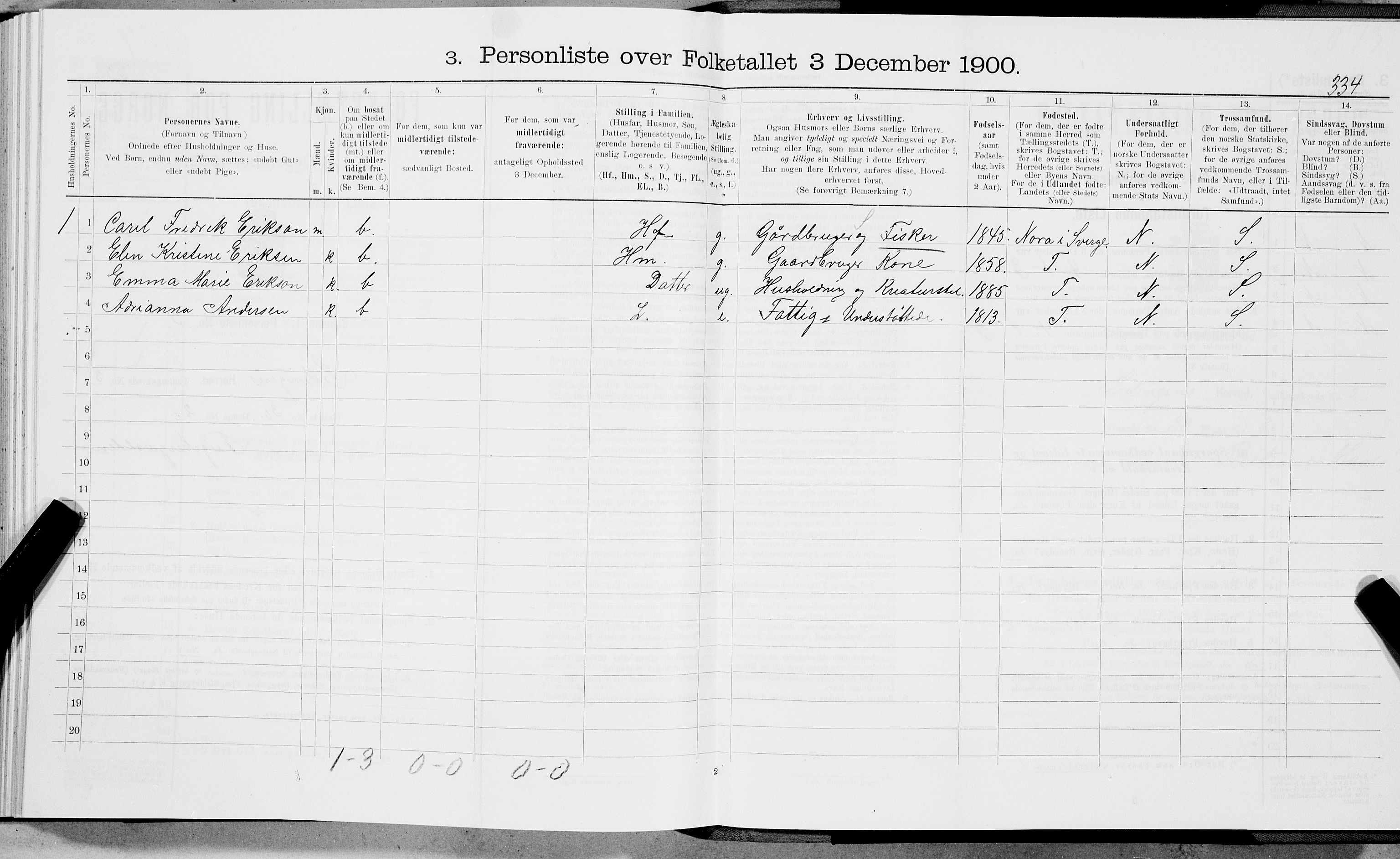 SAT, 1900 census for Ledingen, 1900, p. 345