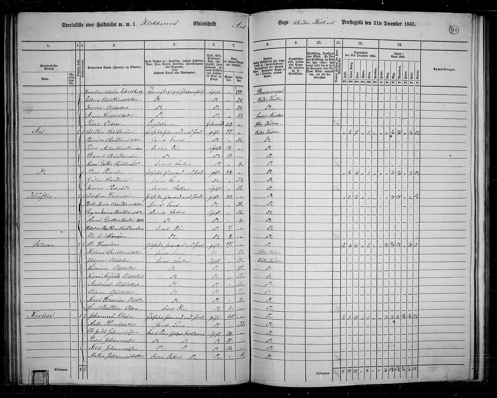 RA, 1865 census for Vestre Toten, 1865, p. 81