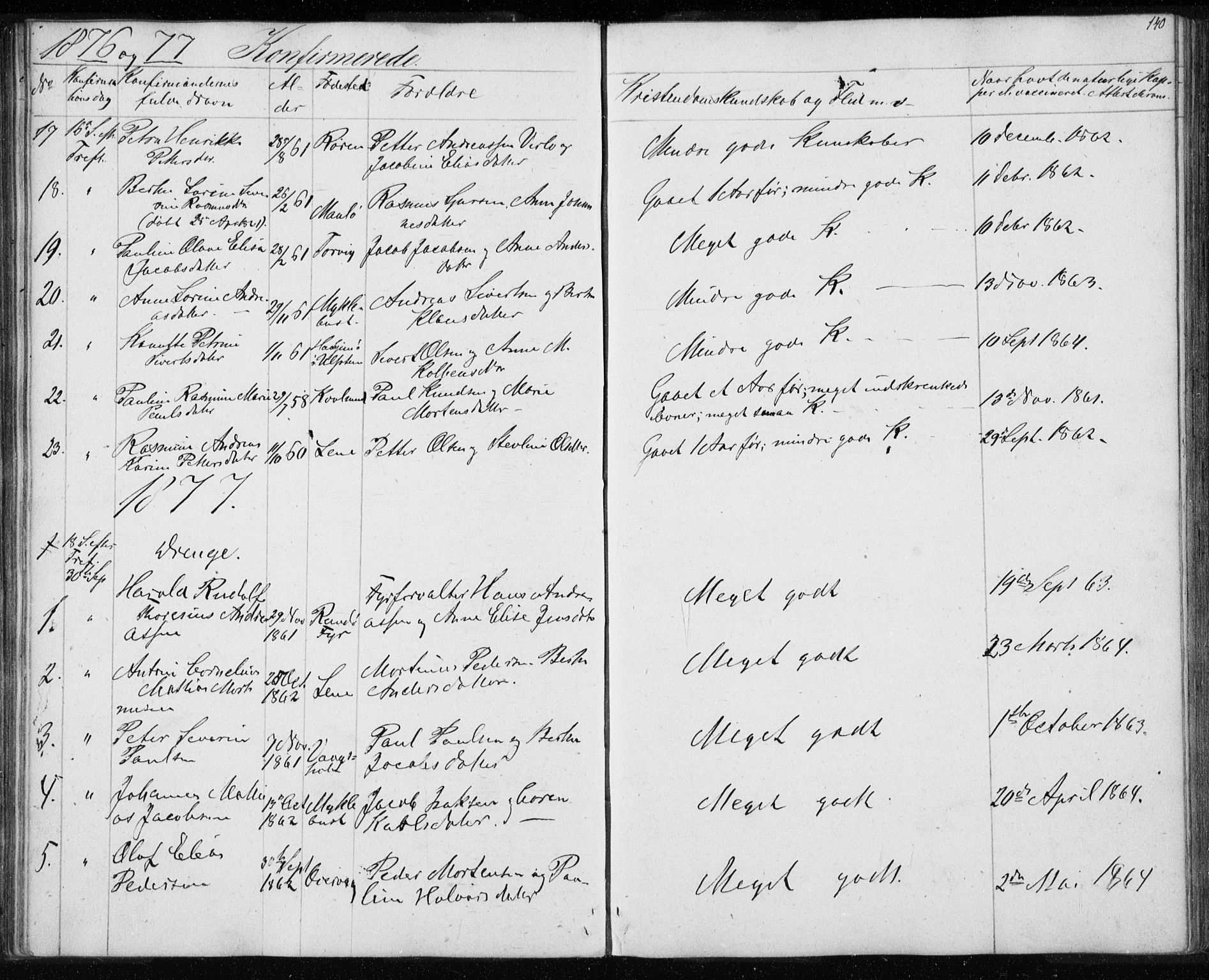 Ministerialprotokoller, klokkerbøker og fødselsregistre - Møre og Romsdal, AV/SAT-A-1454/507/L0079: Parish register (copy) no. 507C02, 1854-1877, p. 140